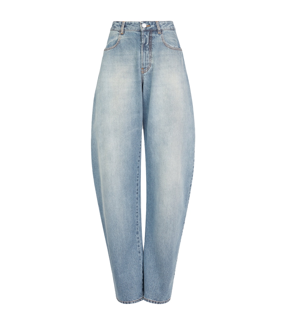 Alaïa Womens Japanese Denim Balloon Jeans Faded Blue