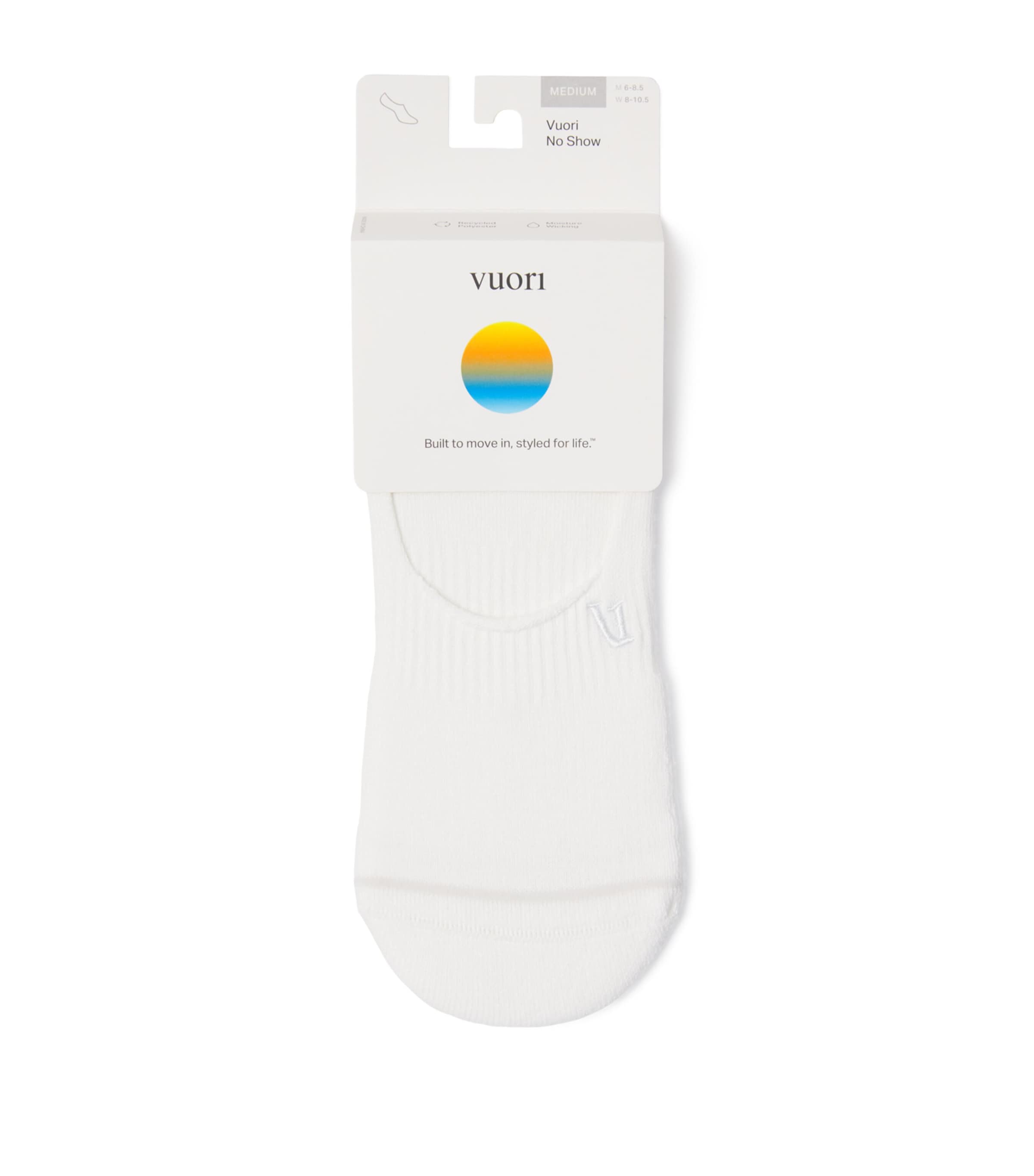 VUORI Mens No Show Performance Socks White