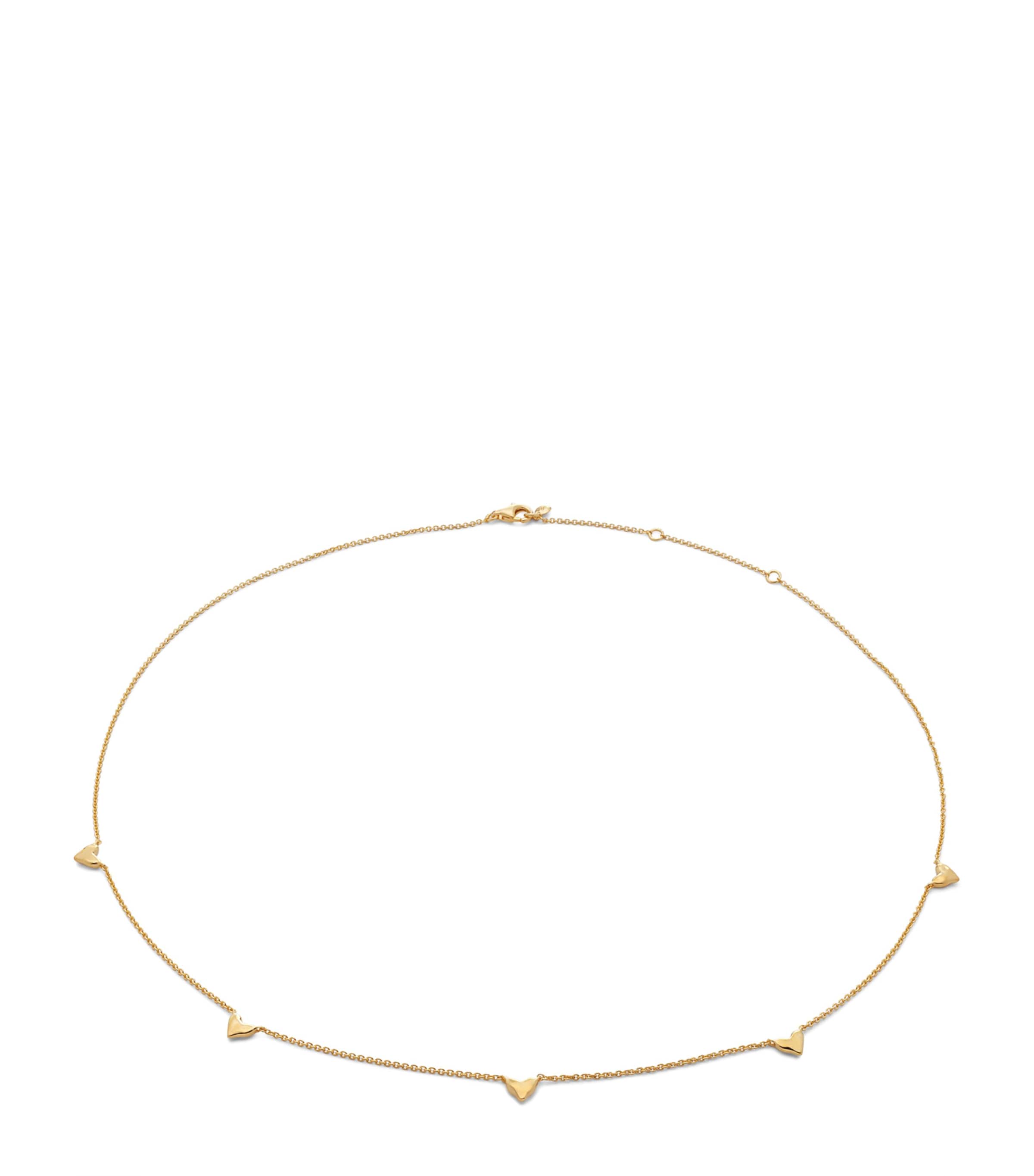 Gold Vermeil Heart Station Chain Necklace