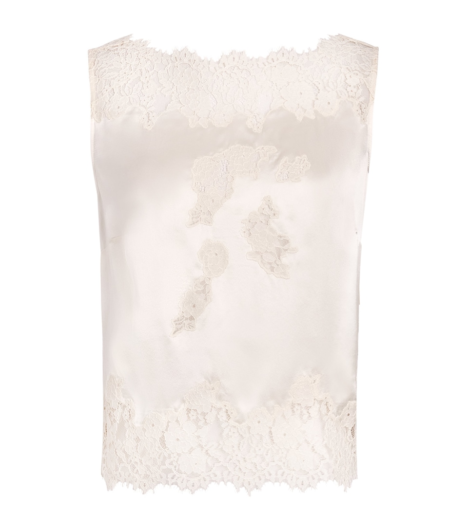 DÔEN Womens Silk-Lace Viviane Blouse Sea Salt