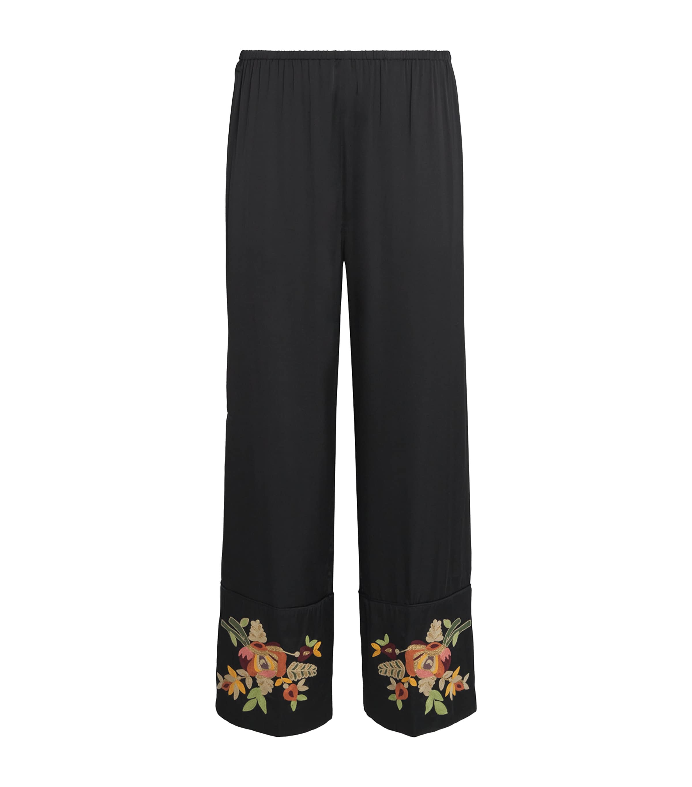 Cuffed Floral Embroidered Trousers