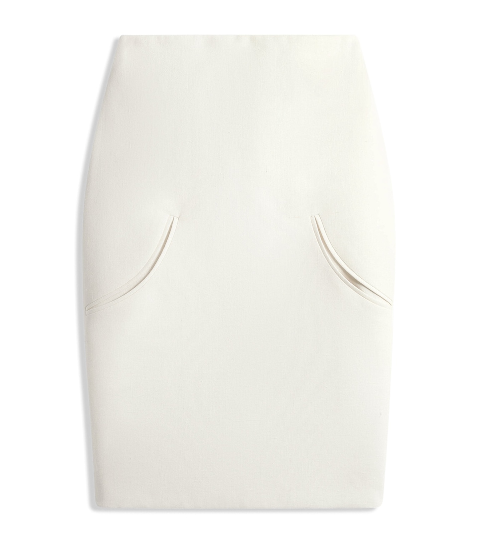 Schiaparelli Womens Canvas Knee Length Pencil Skirt Ecru