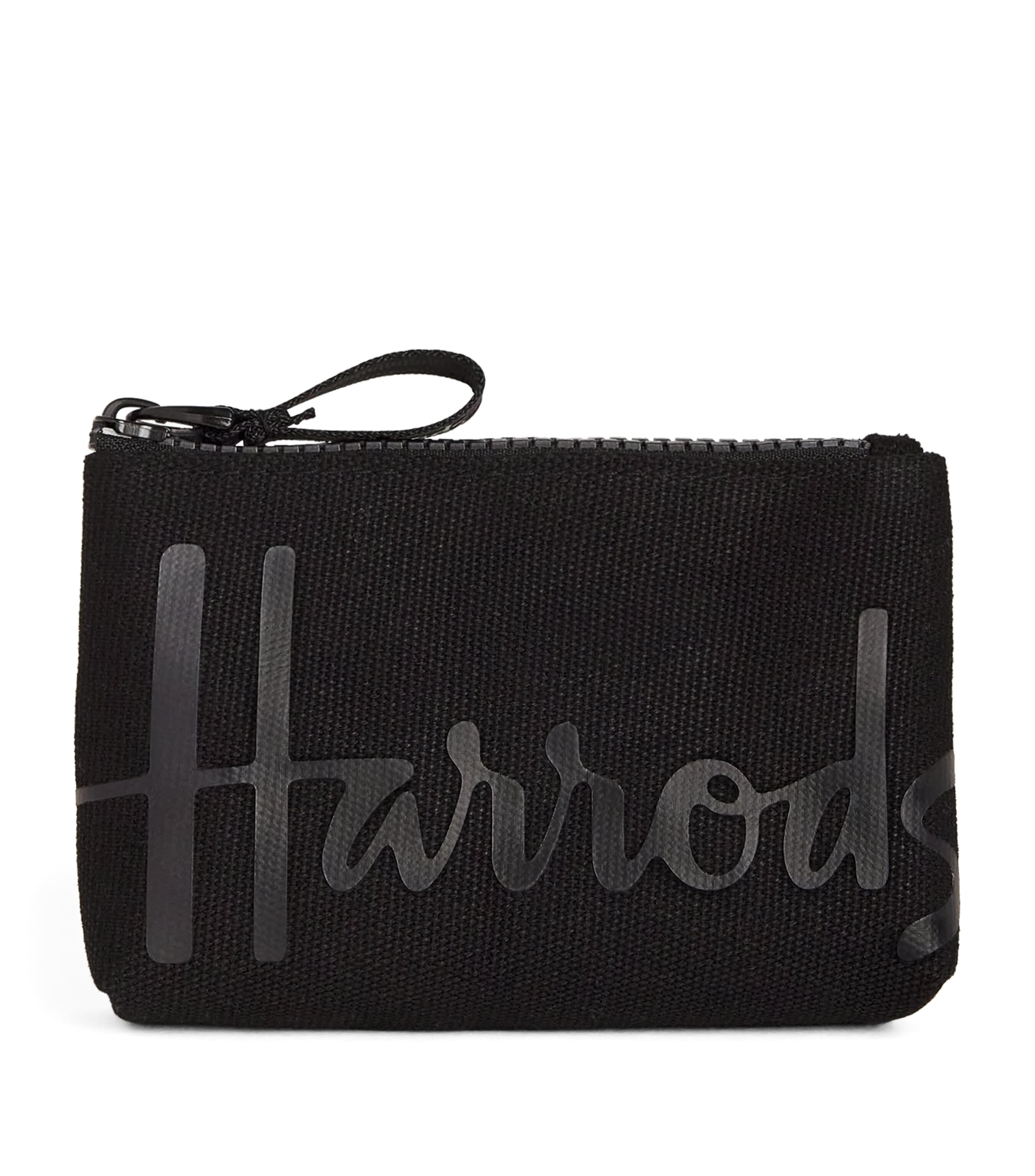 Harrods Cotton Logo Coin Purse Black