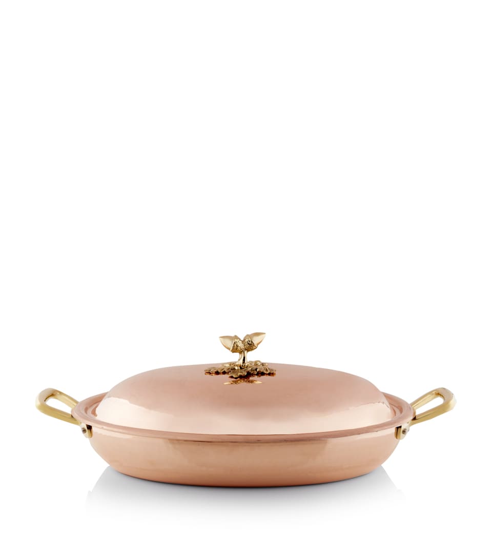 Historia Hammered Copper Oval Dish with Lid (38cm)