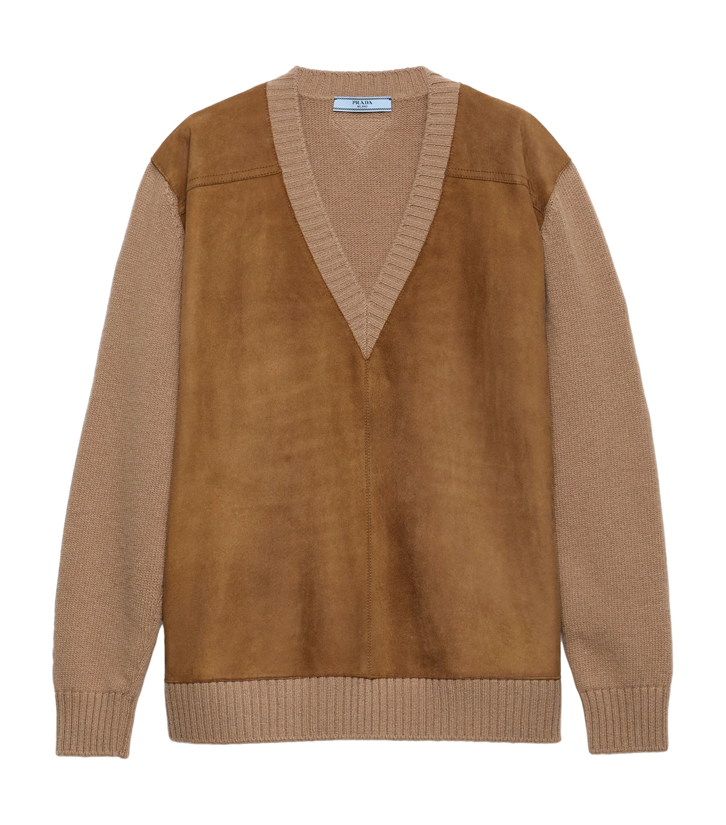 Wool-Cashmere Suede-Trim Sweater