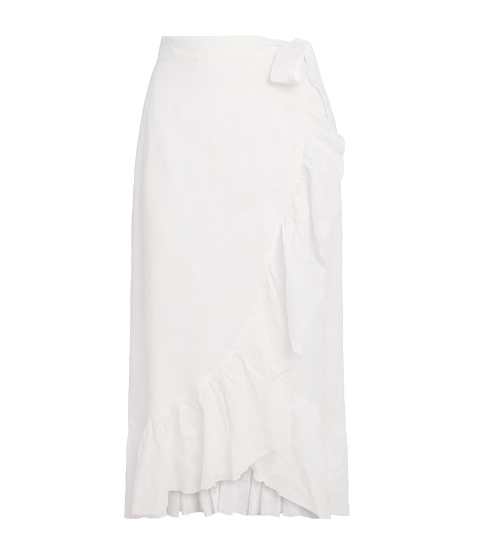 Heidi Klein Womens Linen White Bay Midi Skirt Wht Wht