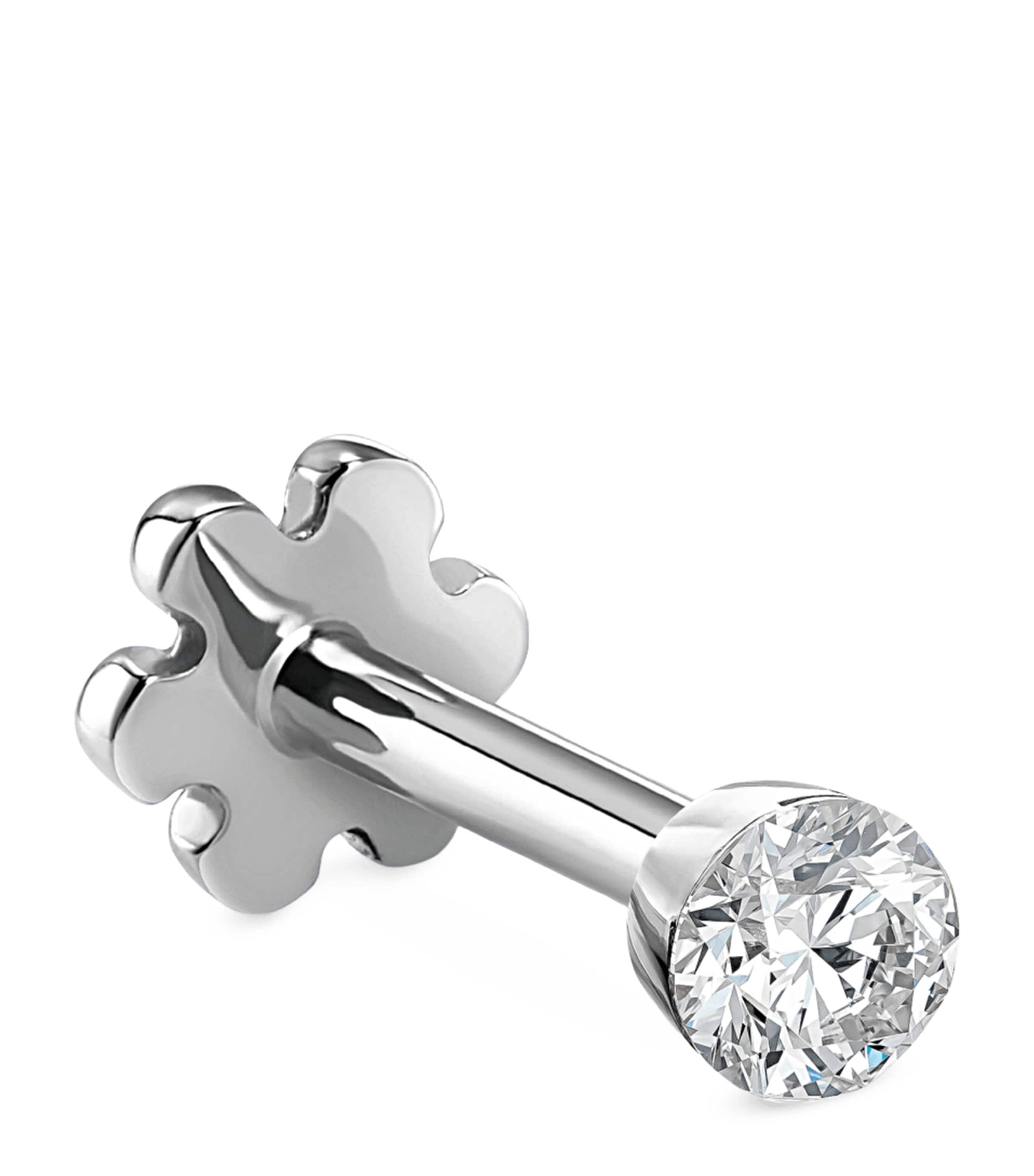 White Gold Invisible Set Diamond Threaded Stud Earring (1.5mm)