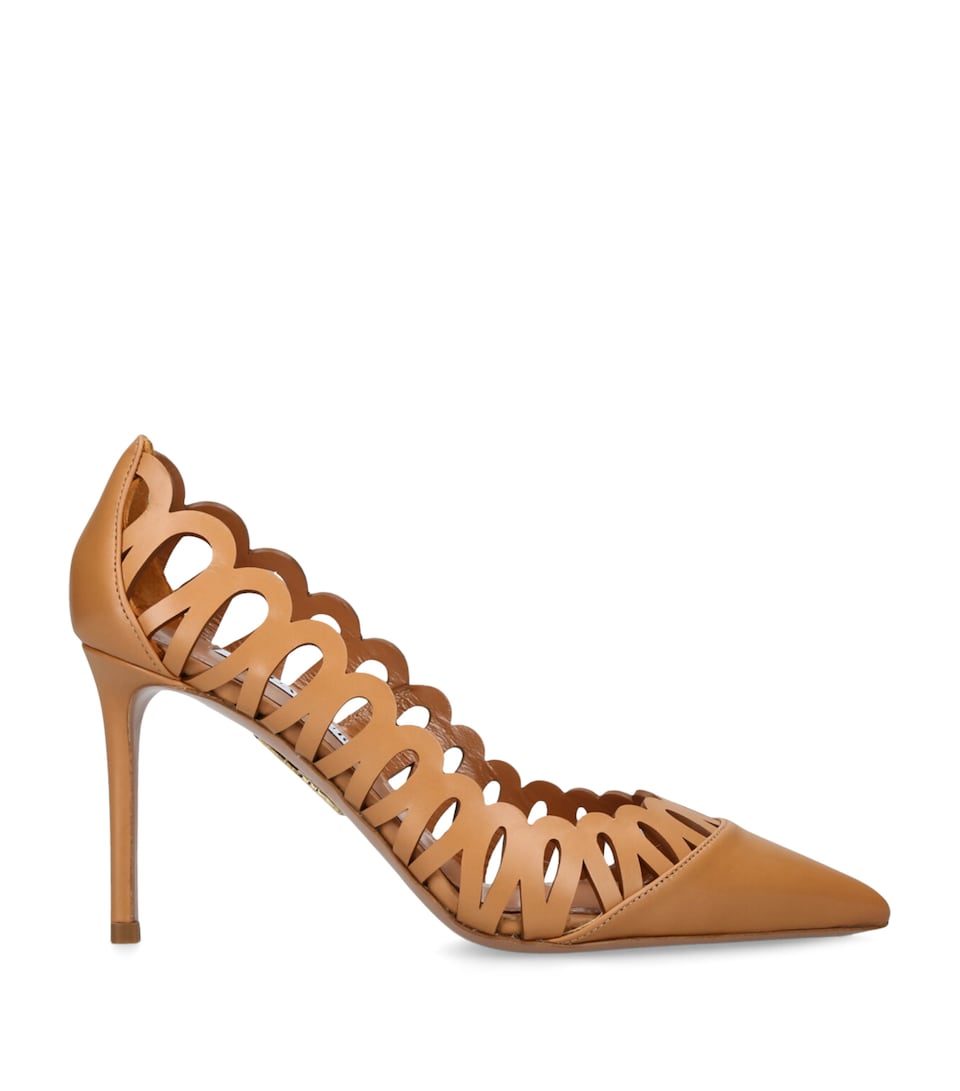 Leather Peep Pumps 85