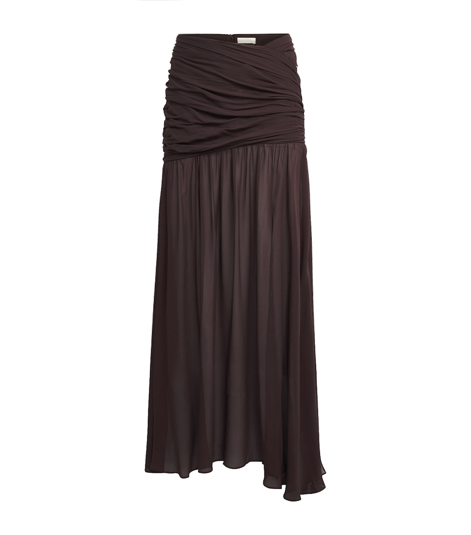 De La Vali Womens Georgette Gathered Amaya Maxi Skirt Umber Brown