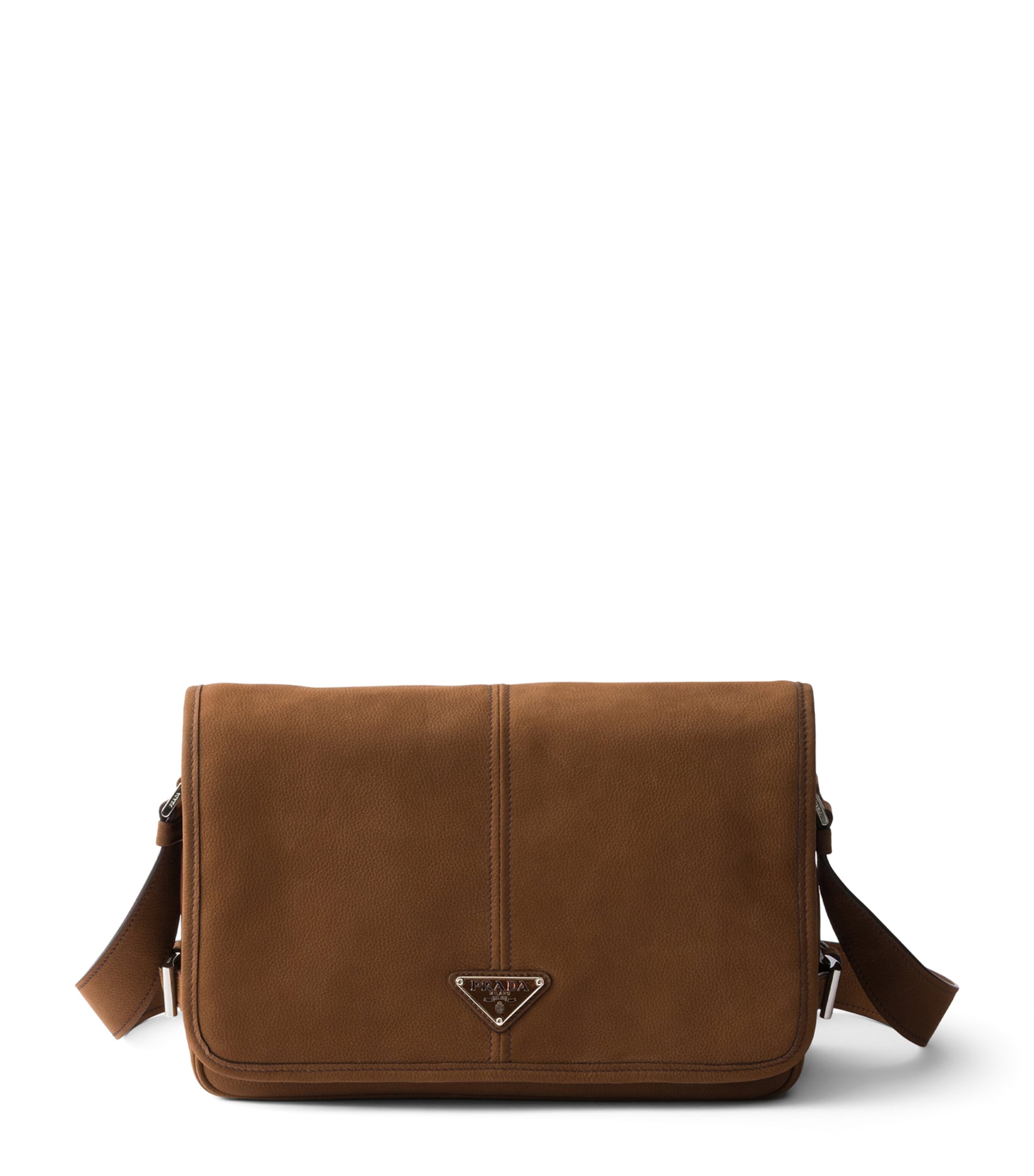 Prada Nubuck Leather Shoulder Bag Brown