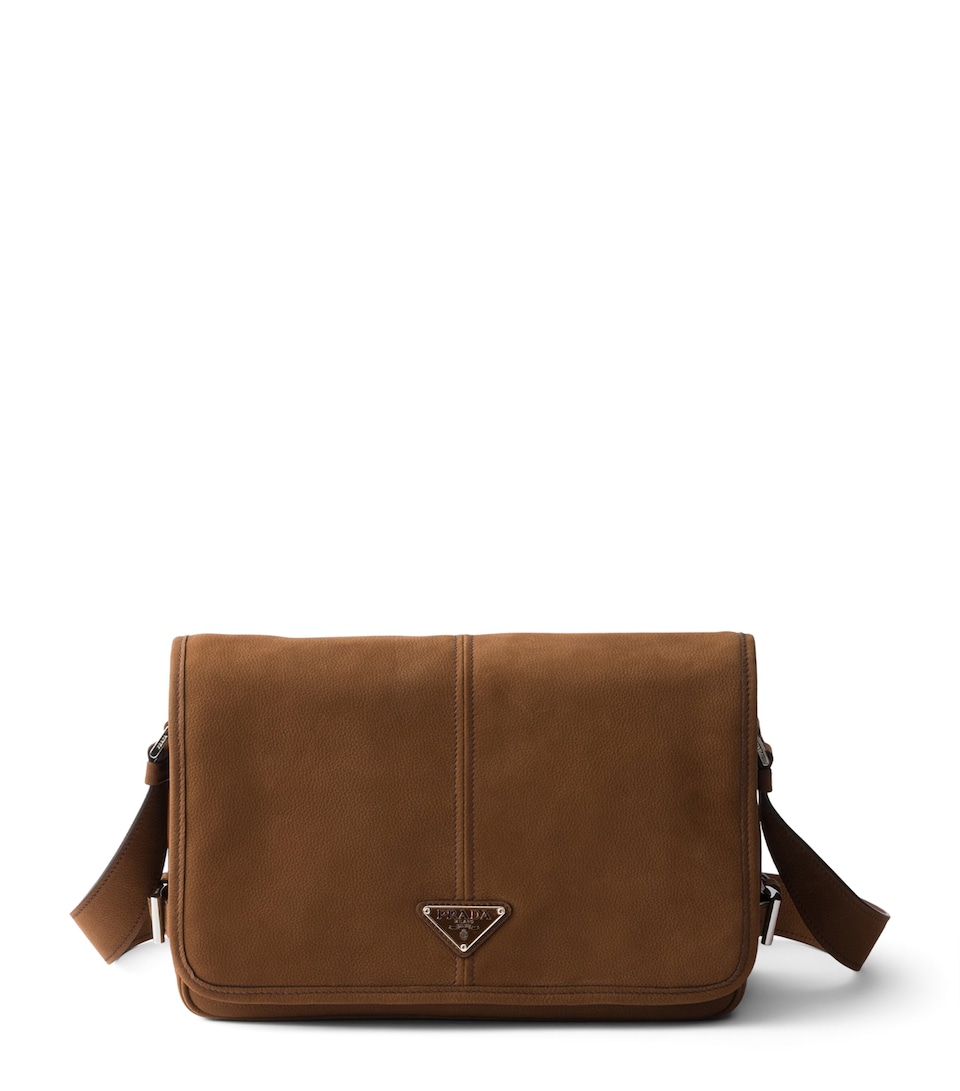 Prada Nubuck Leather Shoulder Bag Brown
