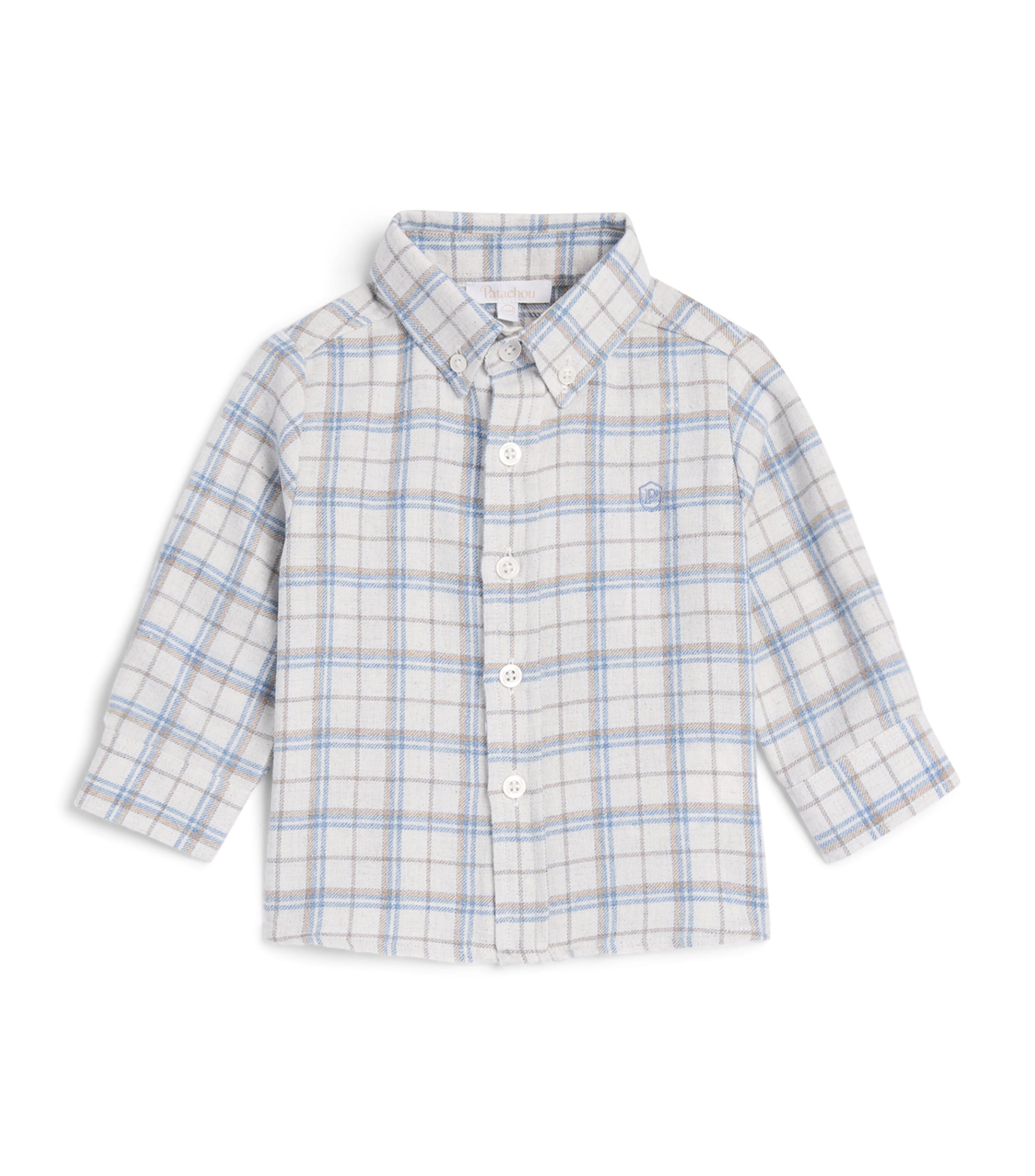 Patachou Cotton Check Shirt (6-24 Months) Bl Beig Chck