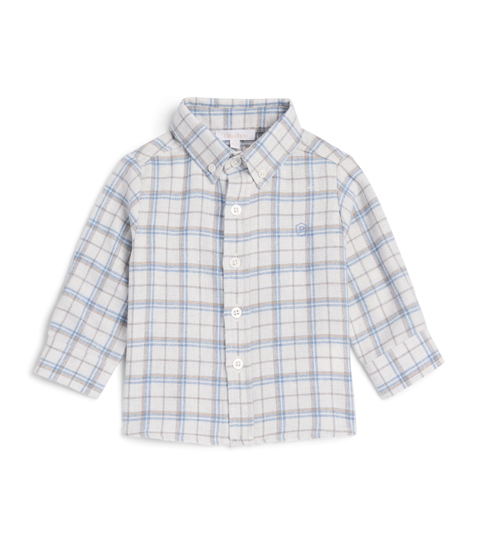 Patachou Cotton Check Shirt (6-24 Months) Bl Beig Chck