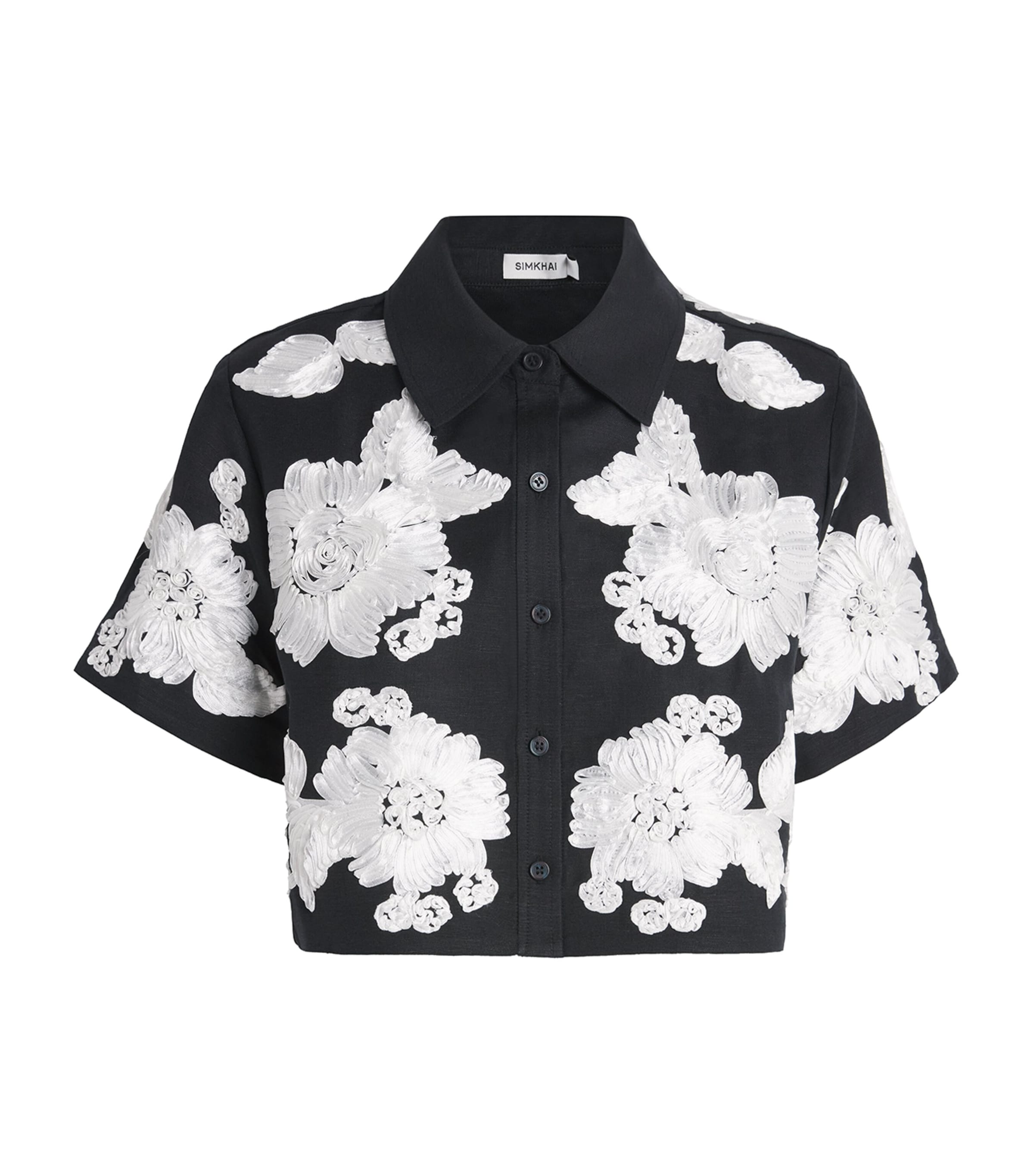 Linen-Blend Embroidered Shirt