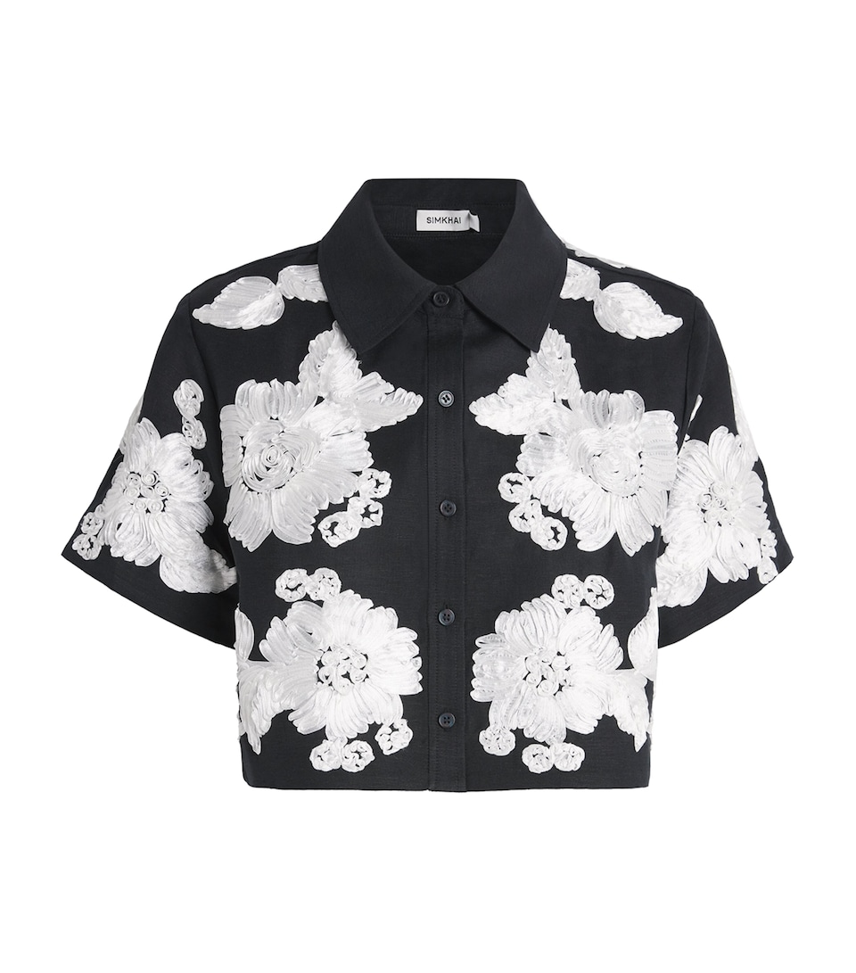 Linen-Blend Embroidered Shirt