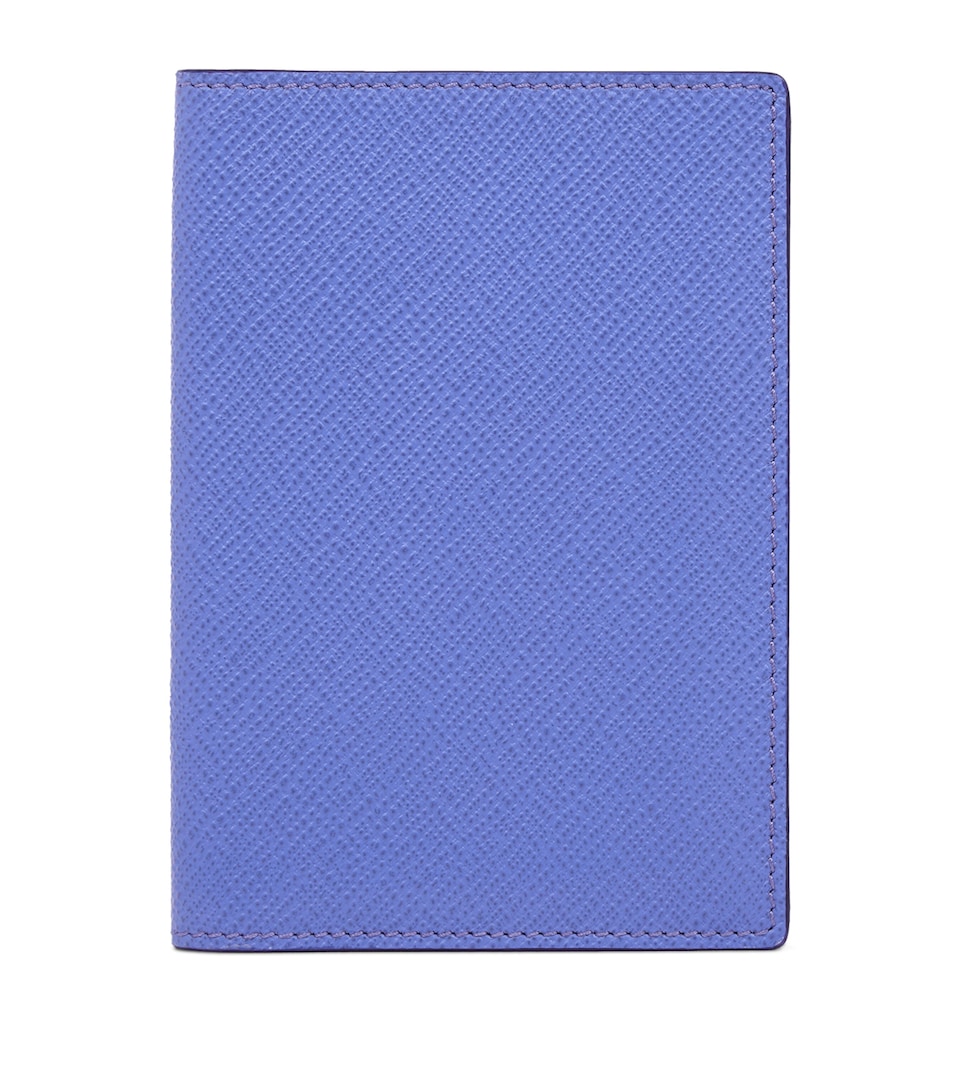 Smythson Calfskin Panama Passport Cover Ultra Violet