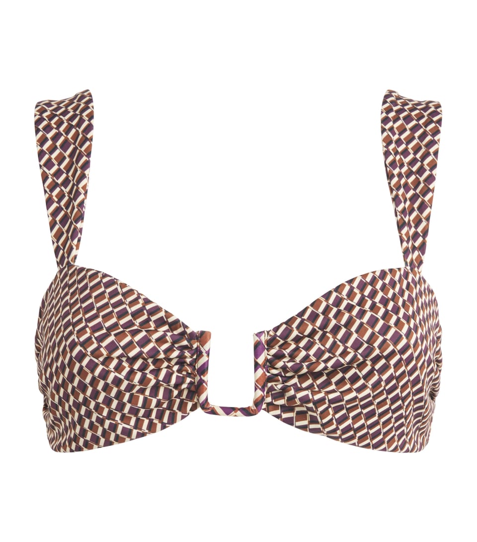 AWAY THAT DAY Womens Geometric Print Cannes Bikini Top Vintage Geo Print