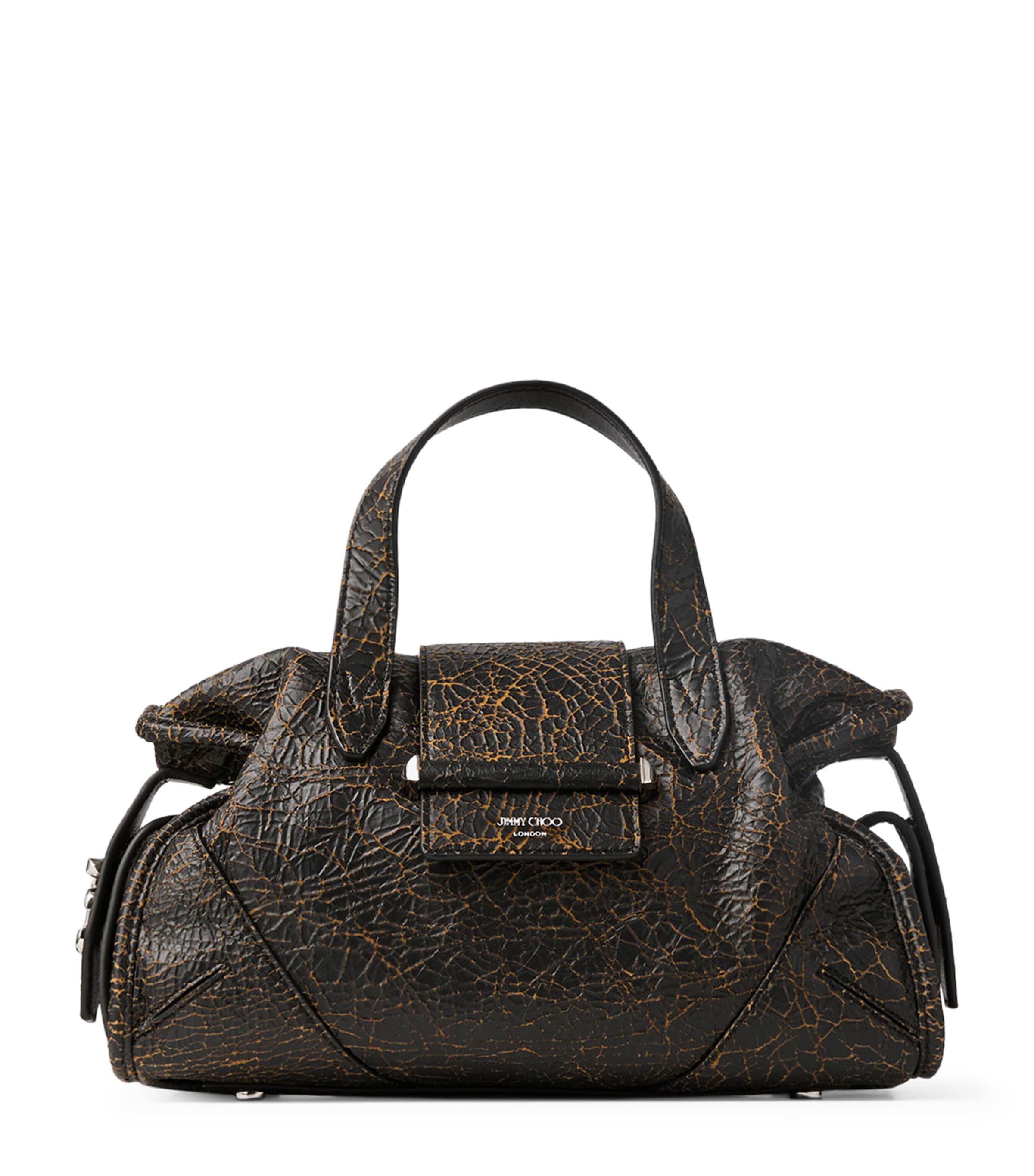 Jimmy Choo Barfilo Cracked Leather Bag Black/toffee/silver