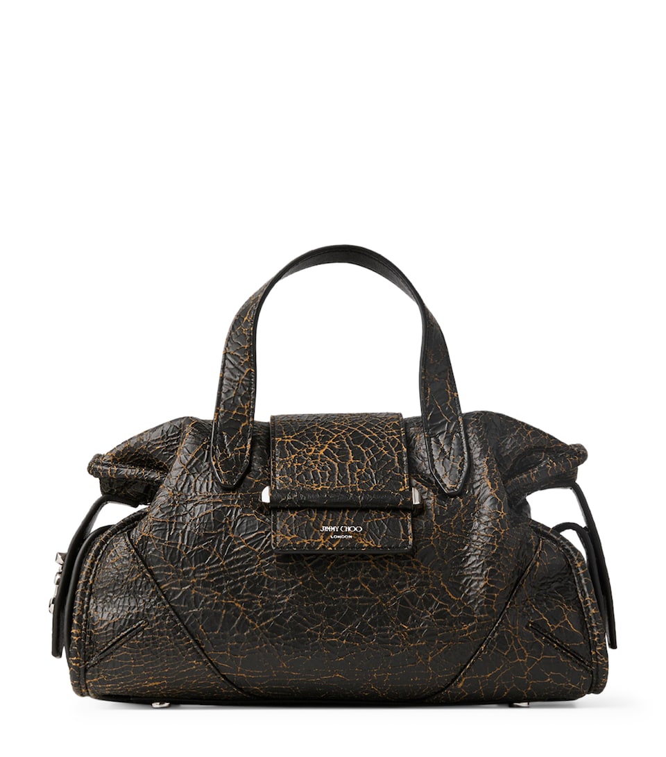 Jimmy Choo Barfilo Cracked Leather Bag Black/toffee/silver