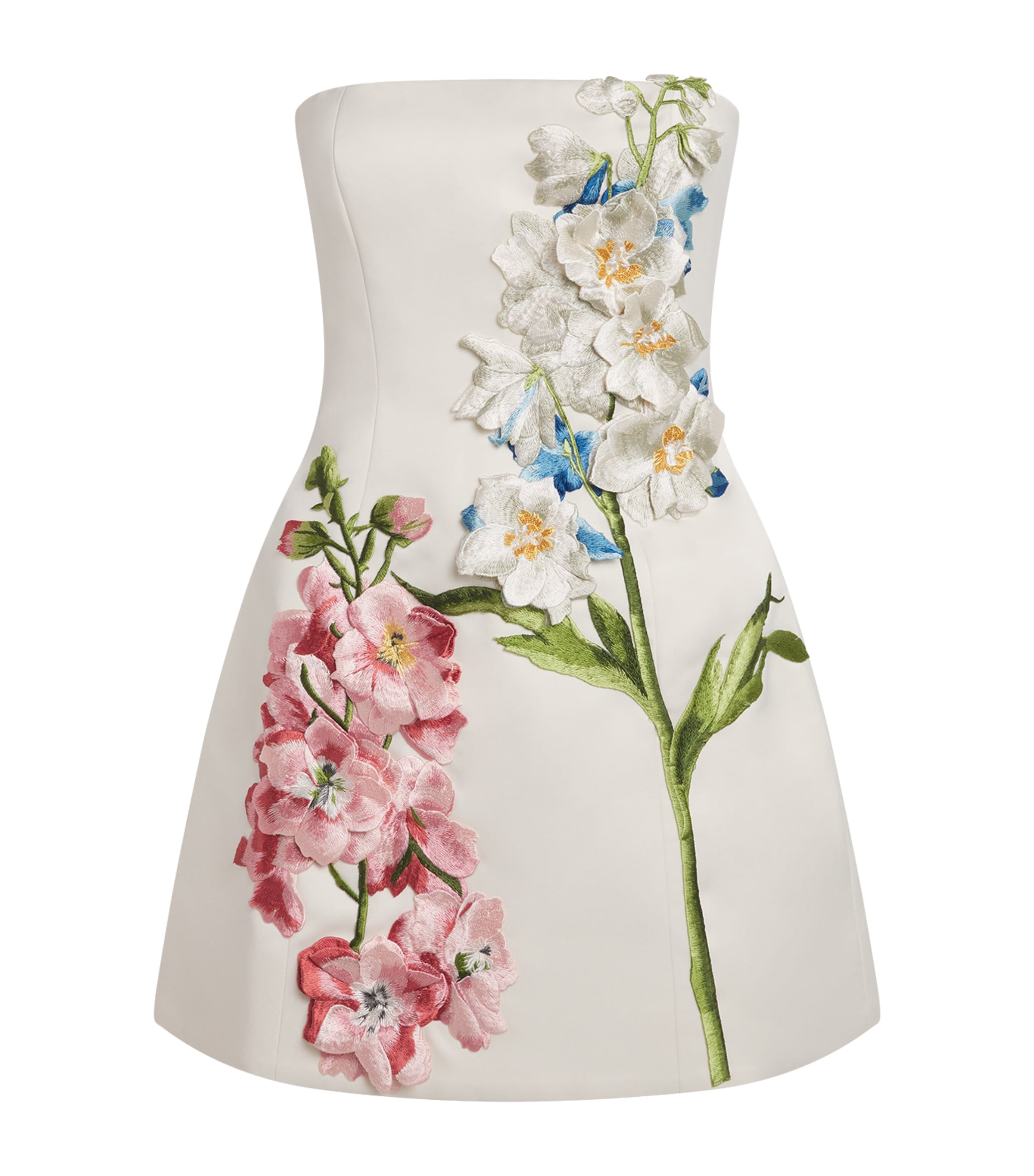 LEO LIN Womens Floral Embroidered Roselle Mini Dress Snapdrgn Prnt In Snw