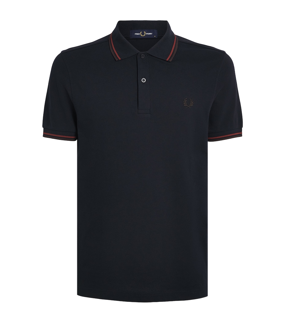 Fred Perry Mens Cotton Twin Tipped Polo Shirt Nvy/brndy/rchbrn