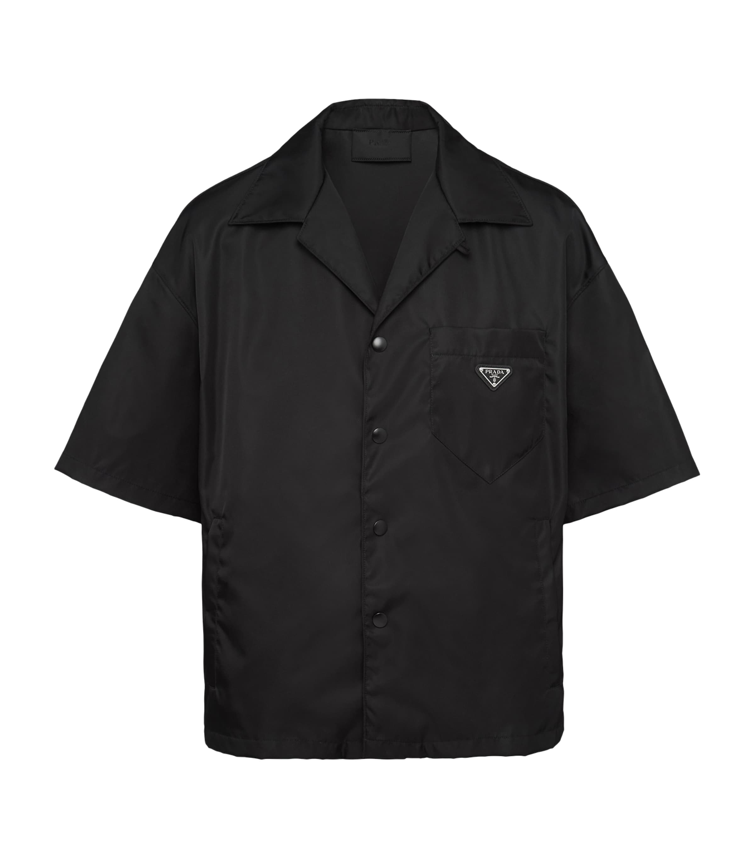 Prada Mens Re-Nylon Short-Sleeve Shirt Black