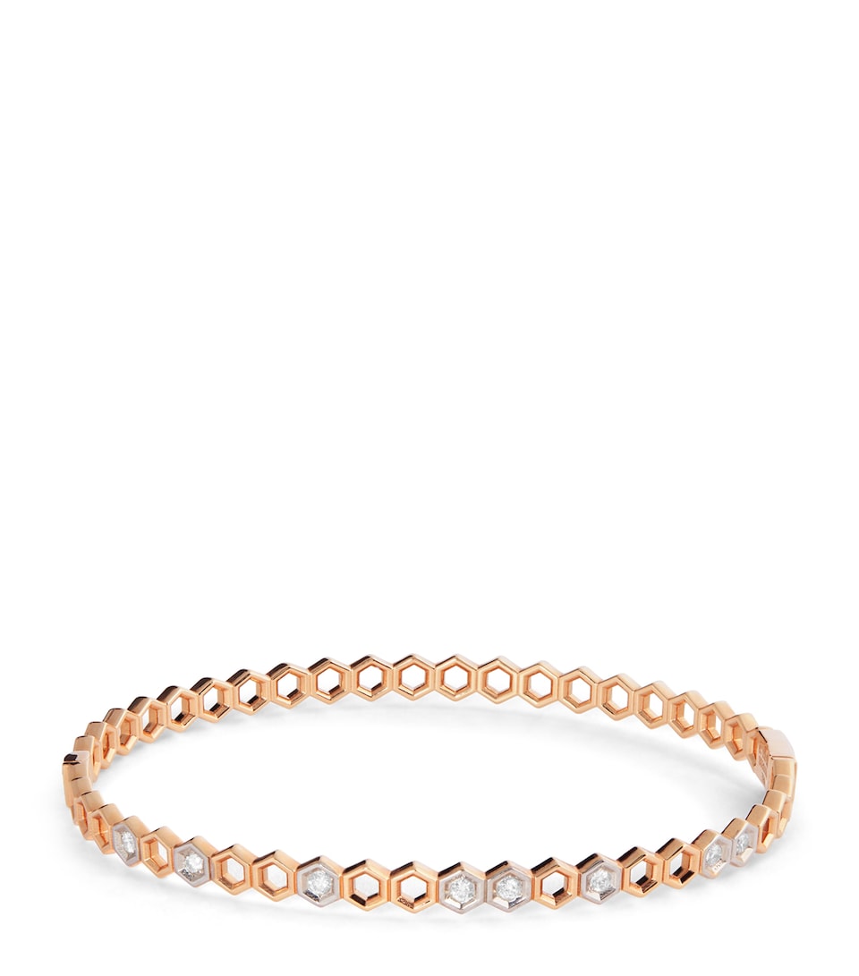 Rose Gold and Diamond Honeycomb Bangle