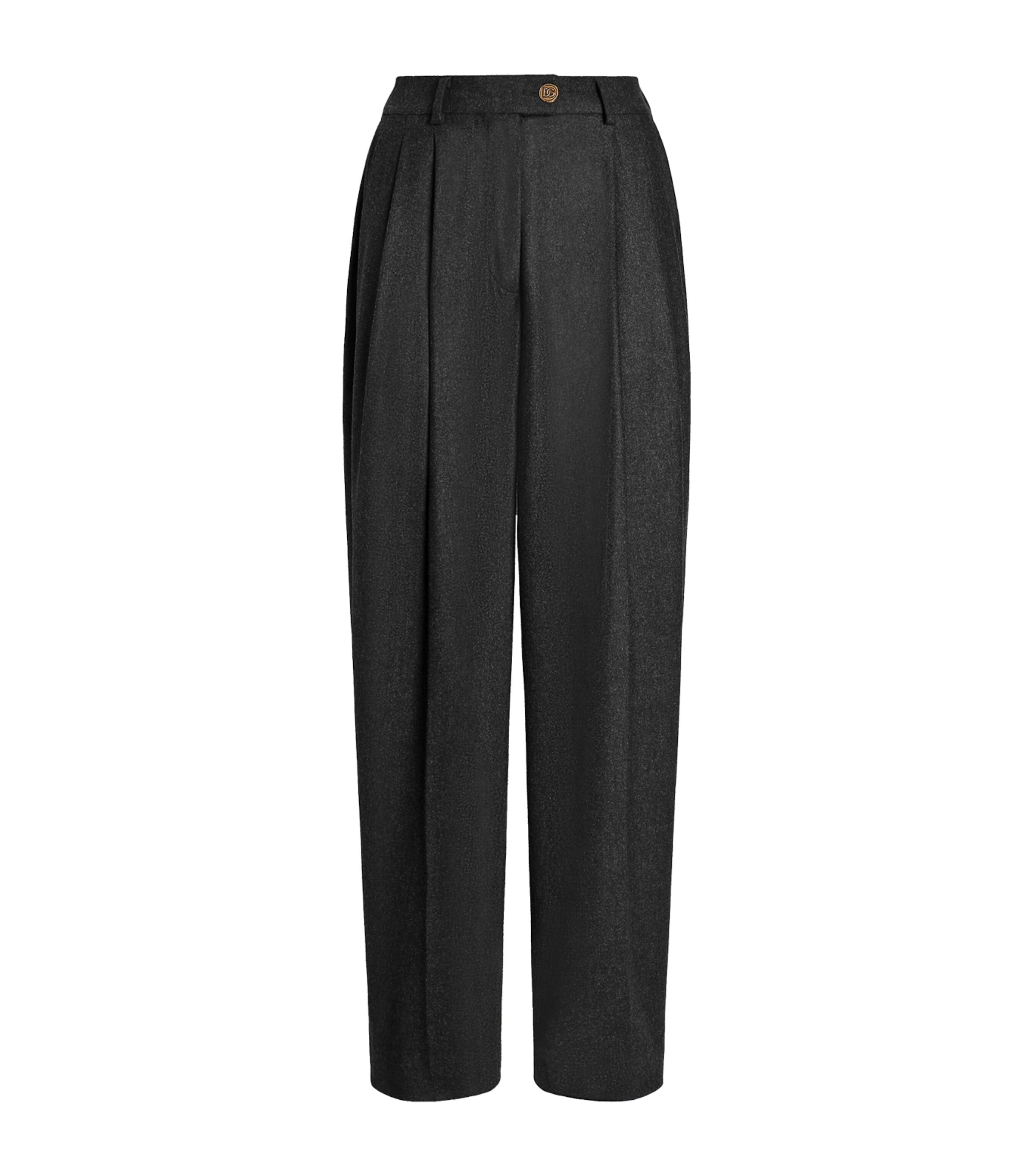Dolce&Gabbana Womens Virgin Wool Straight Trousers Melange Grey