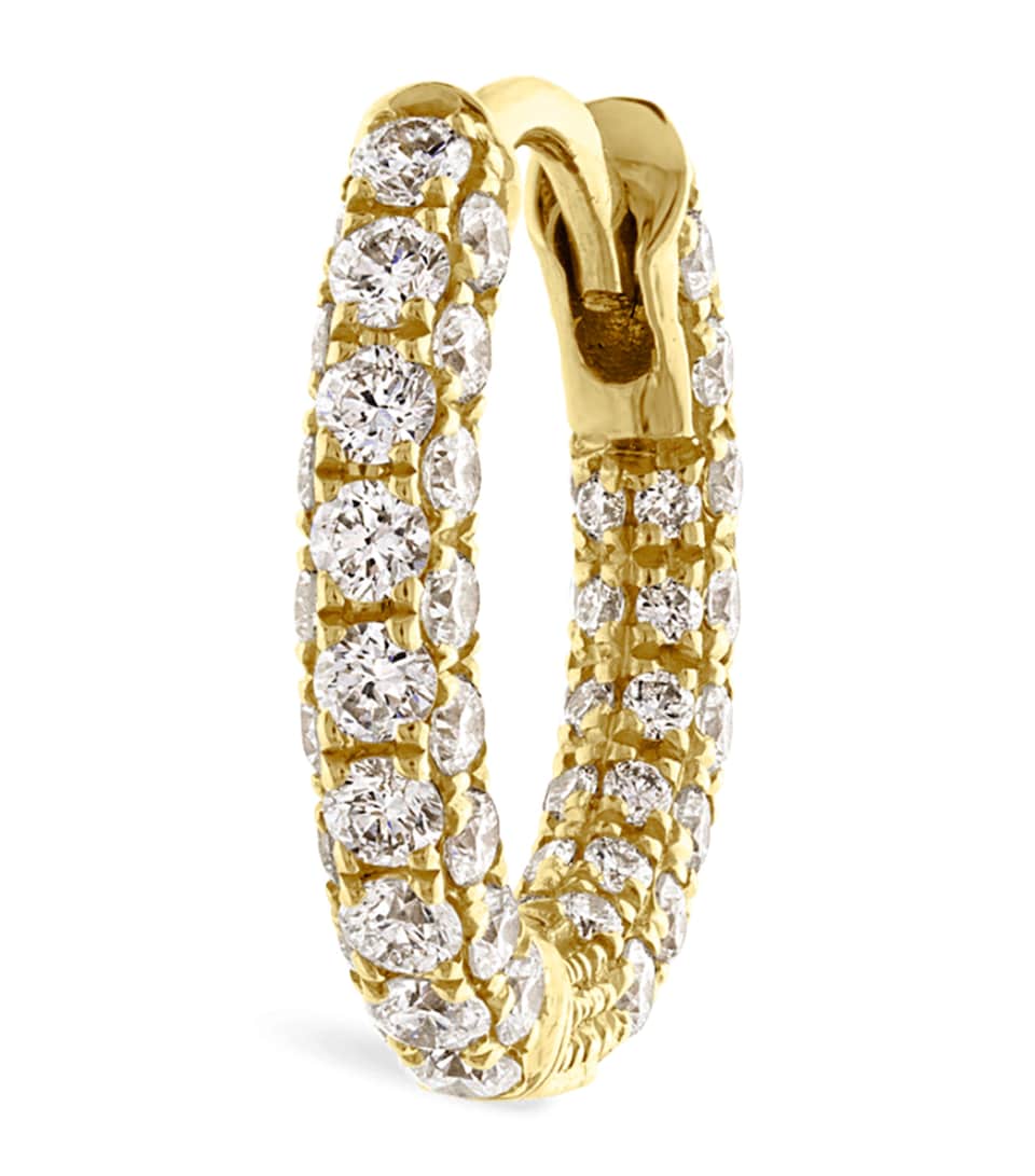 Maria Tash Diamond Five Row Pavé Single Hoop Earring (8mm) Yellow Gold