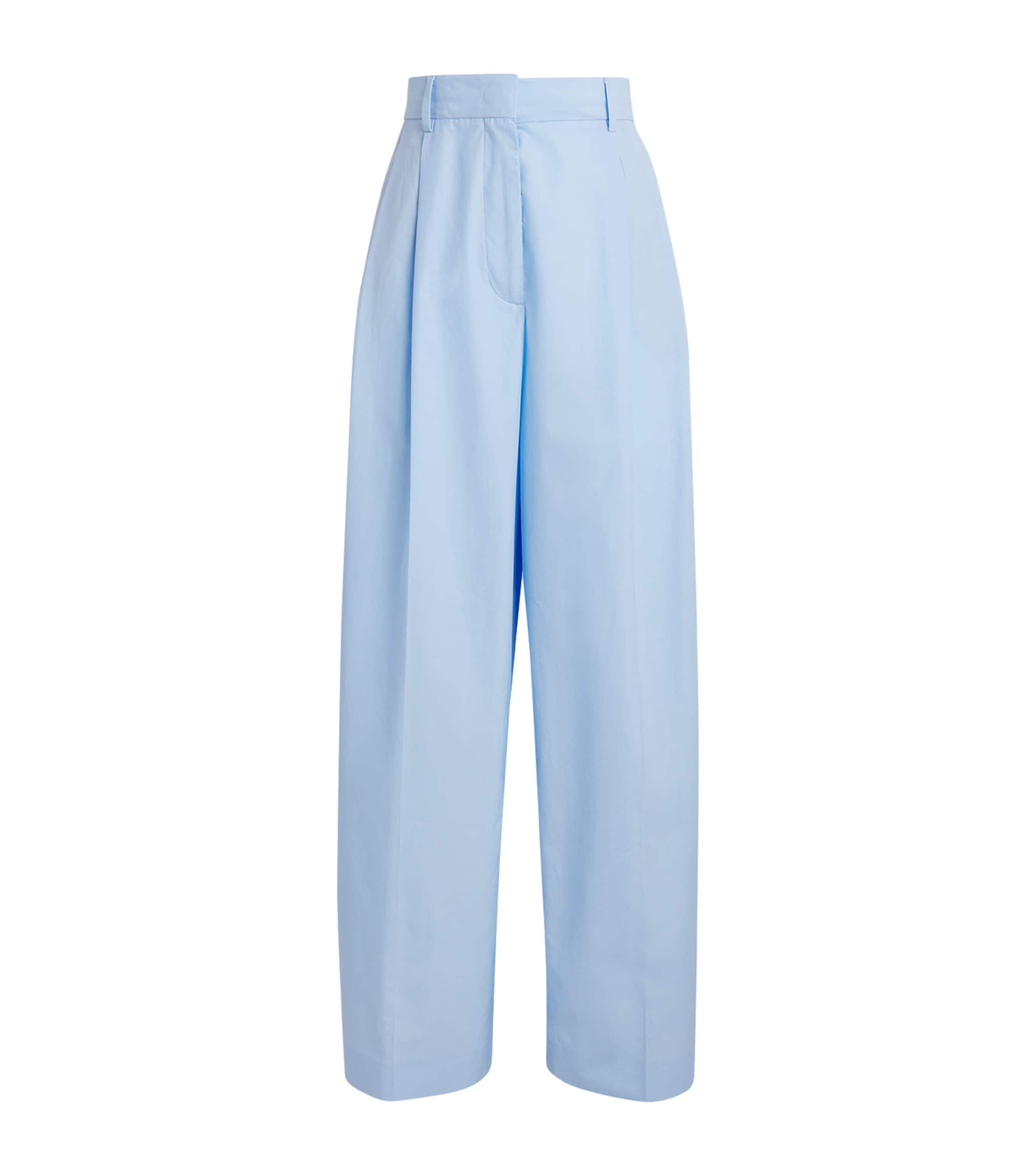 Fabiana Filippi Womens Cotton Poplin Tailored Trousers Azzurro Cielo