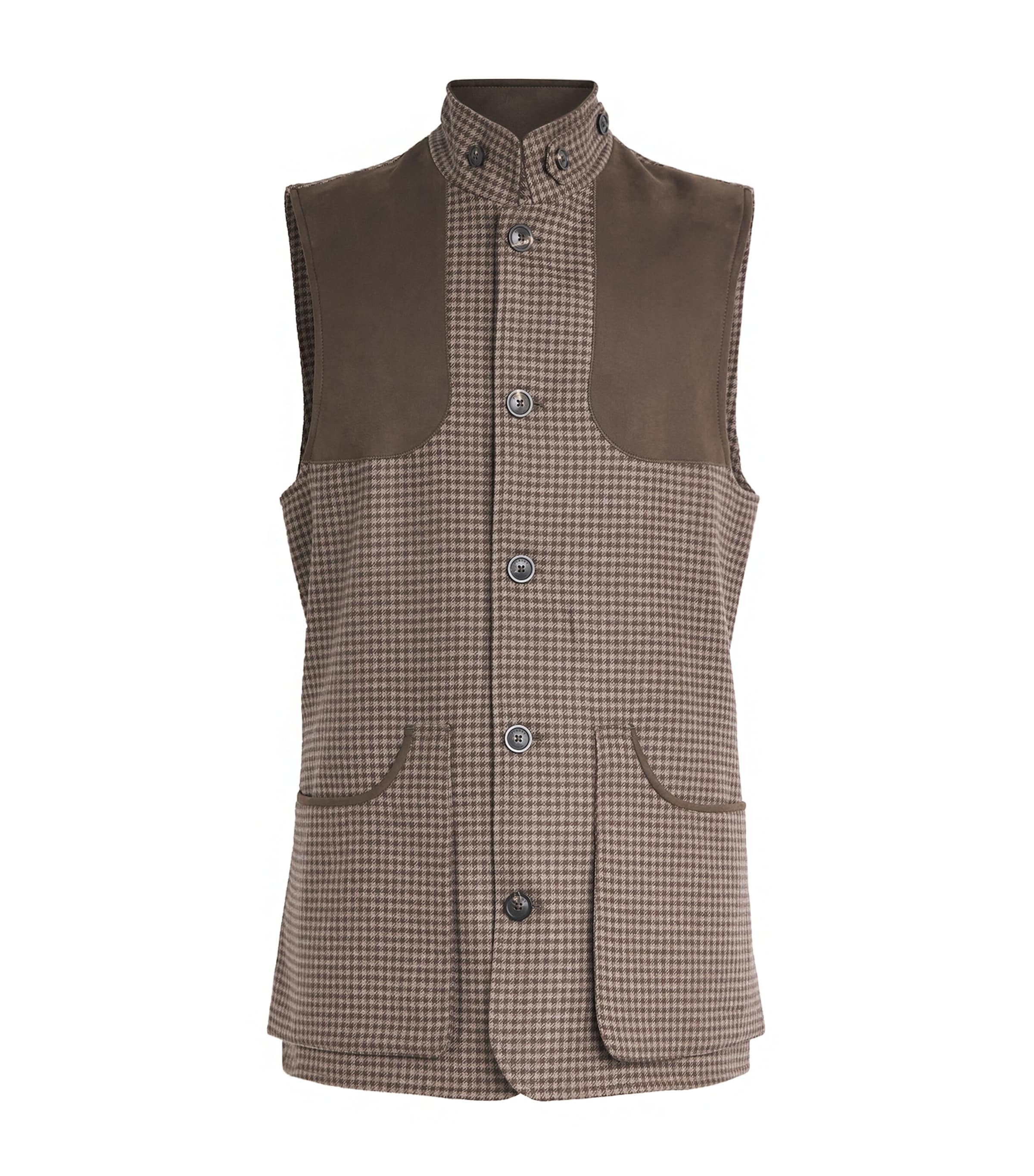 Purdey Mens Wool-Cashmere Tweed Gilet Torridon Check