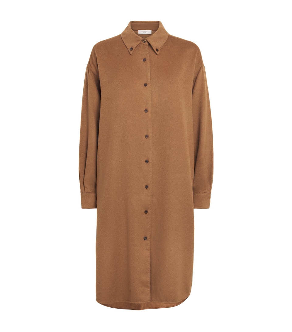 Lafayette 148 Womens Camel Hair Midi Shirt Dress Vicuna