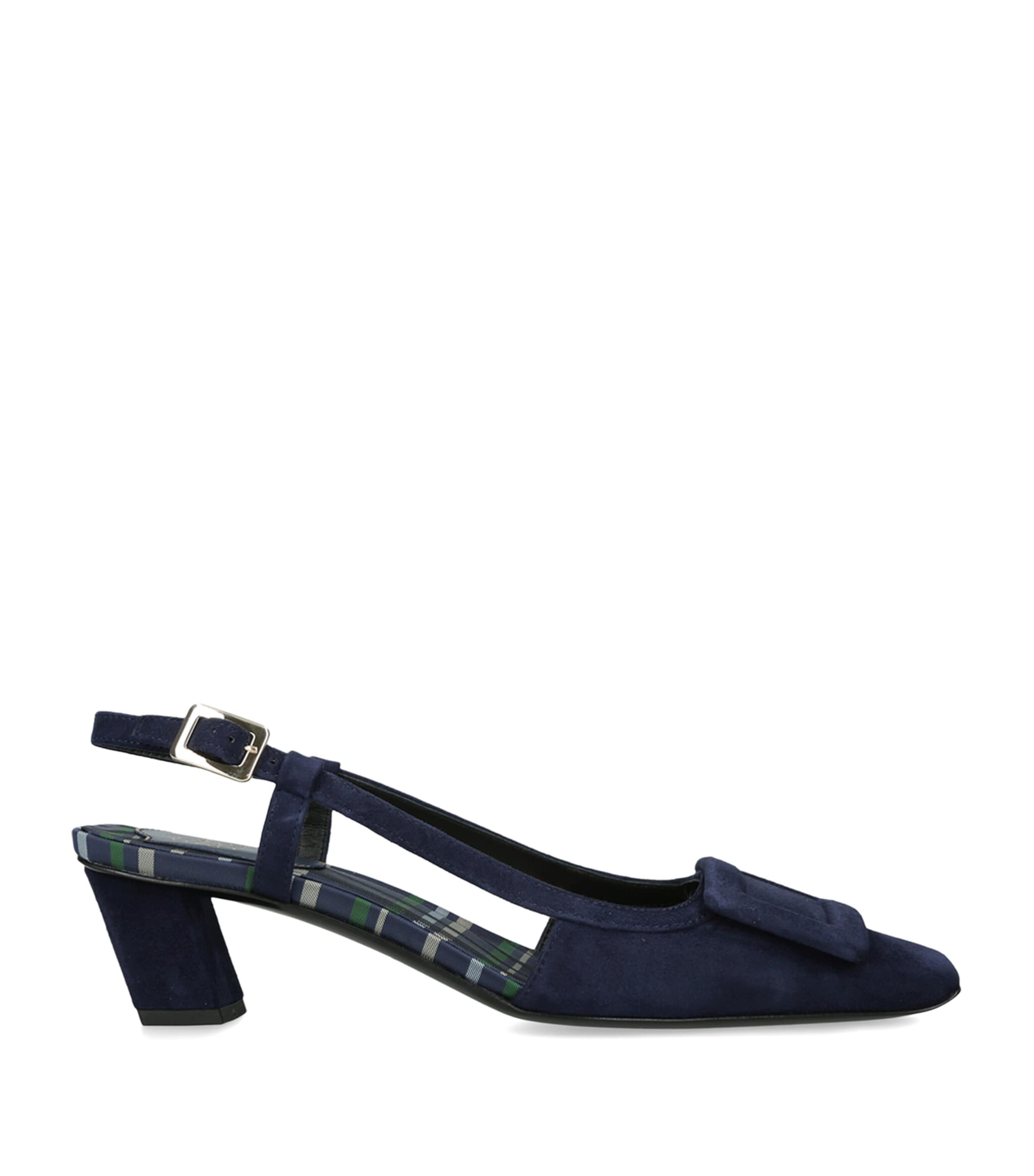 Roger Vivier Suede Belle Vivier Slingback Pumps 45 Navy