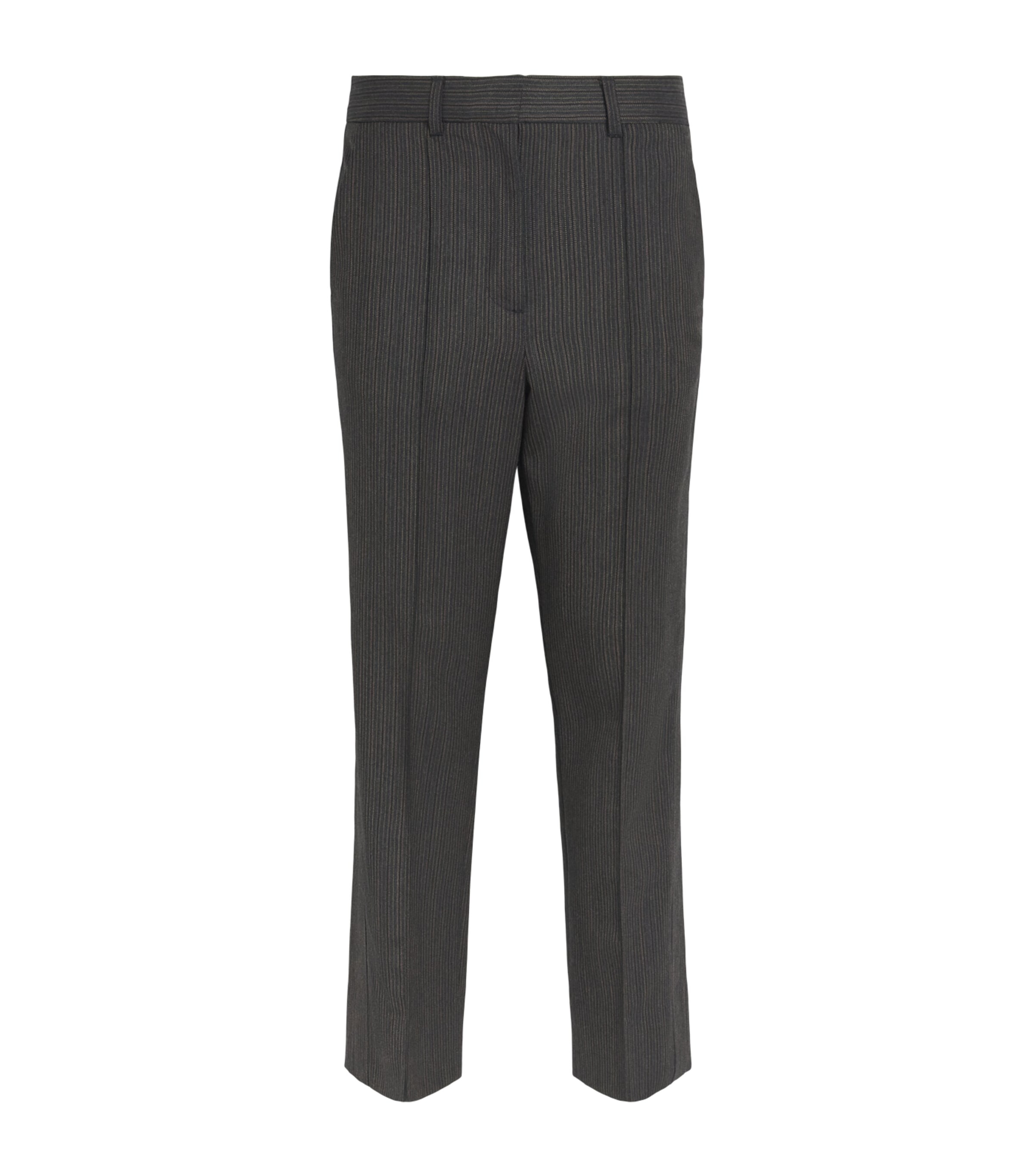 ME+EM Womens Wool Pinstripe Straight Trousers Grey Multi