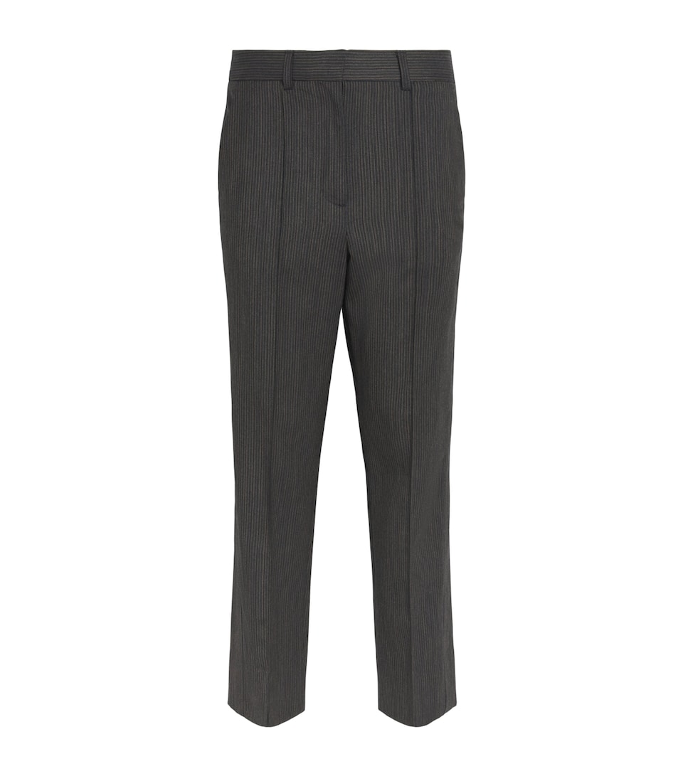 ME+EM Womens Wool Pinstripe Straight Trousers Grey Multi