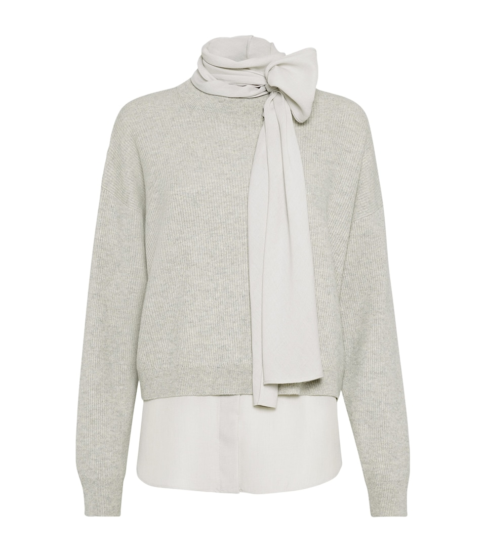 Cashmere Sweater and Pussybow Blouse