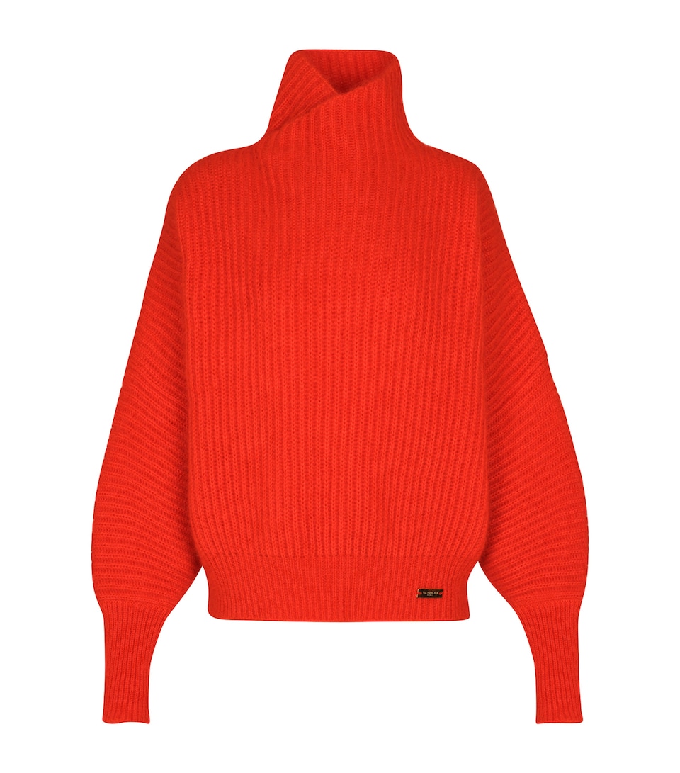 Mohair-Silk Rib-Knit Sweater