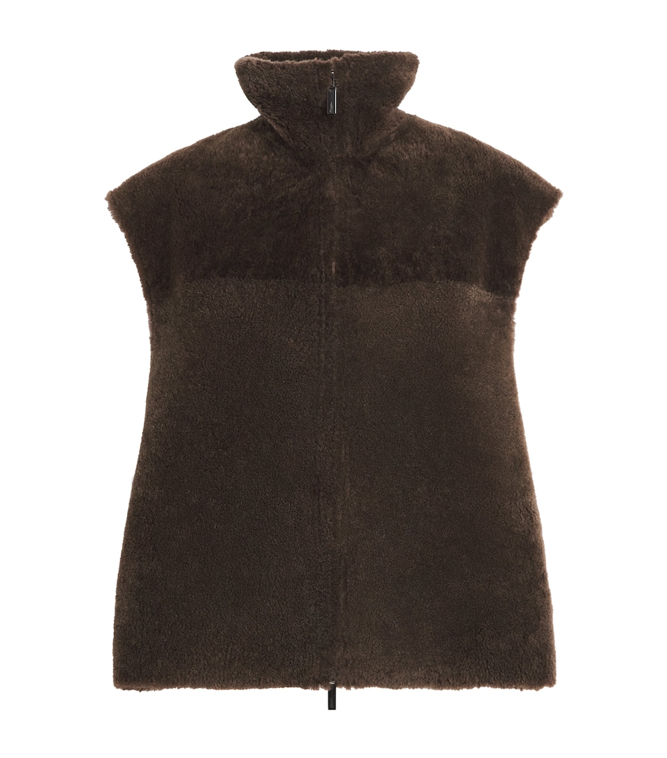 Joseph Womens Textured Shearling Reversible Nico Gilet Sable