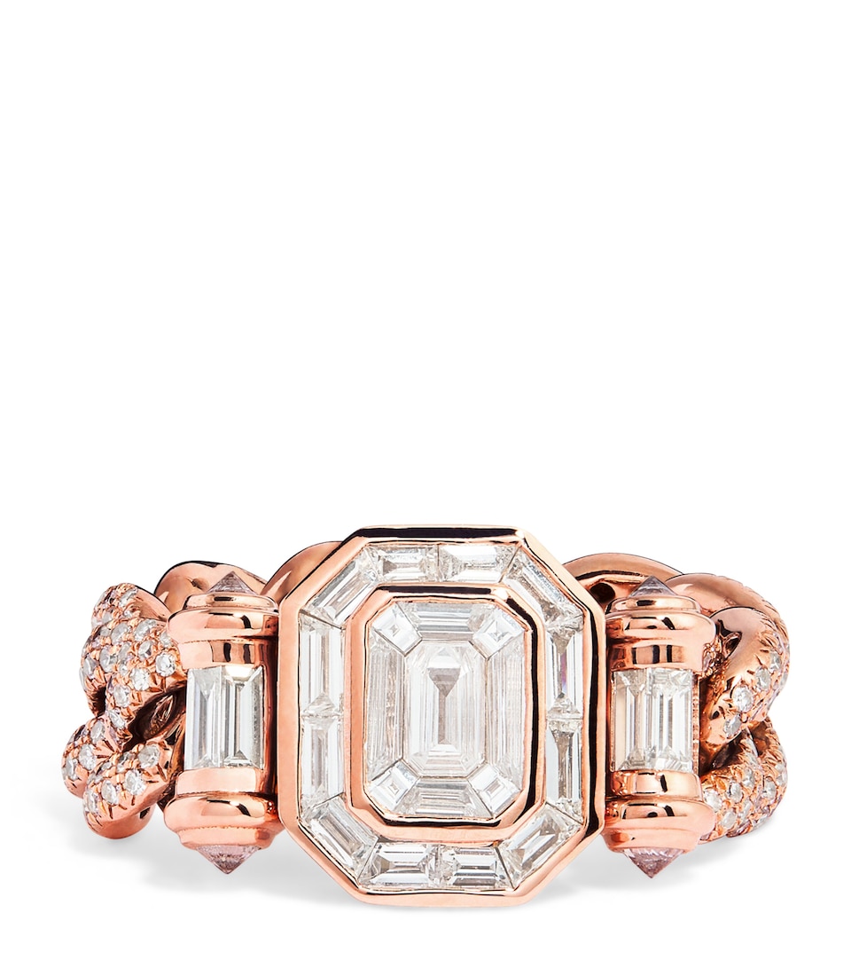 Rose Gold and Diamond Pavé Link Ring