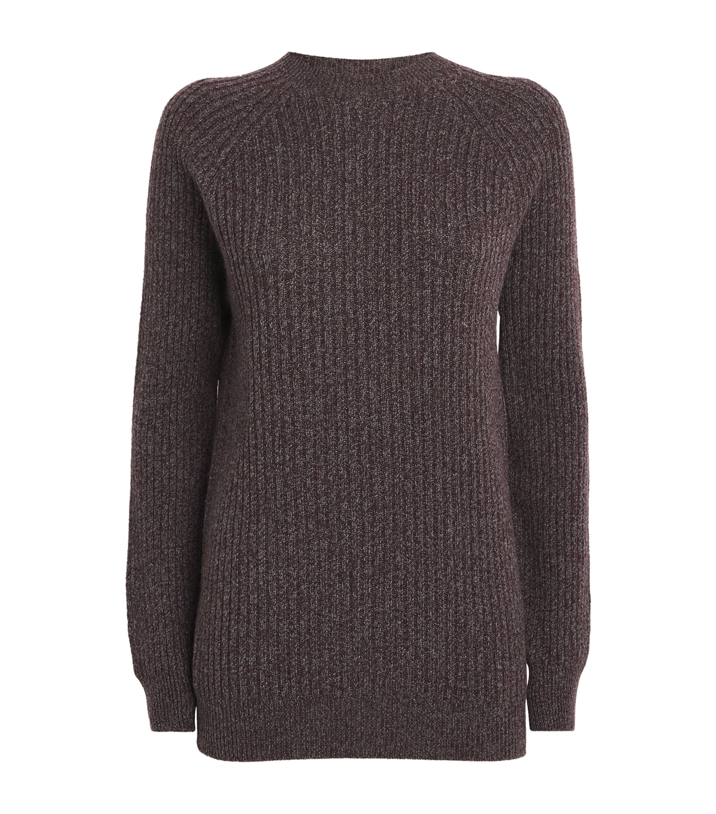 Johnstons Of Elgin Womens Cashmere Ribbed Sweater Dk Russet Mrl