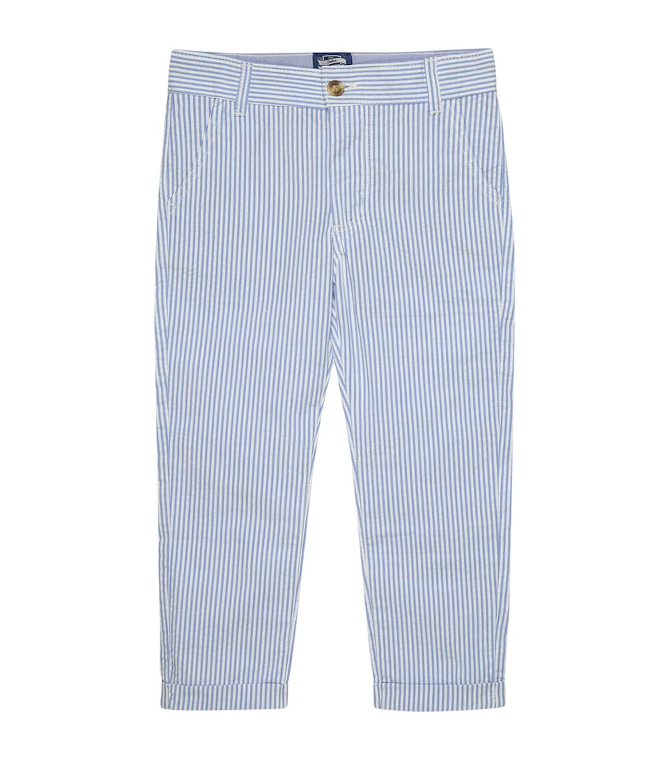 Trotters Stretch-Cotton Jacob Trousers (6-11 Years) Pale Blue Stripe