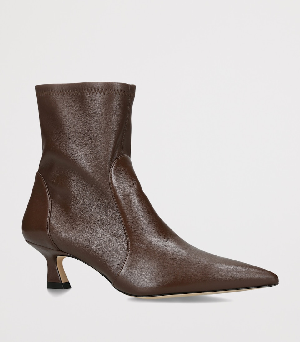 Stuart Weitzman Leather Vinnie Ankle Boots 50 Brown