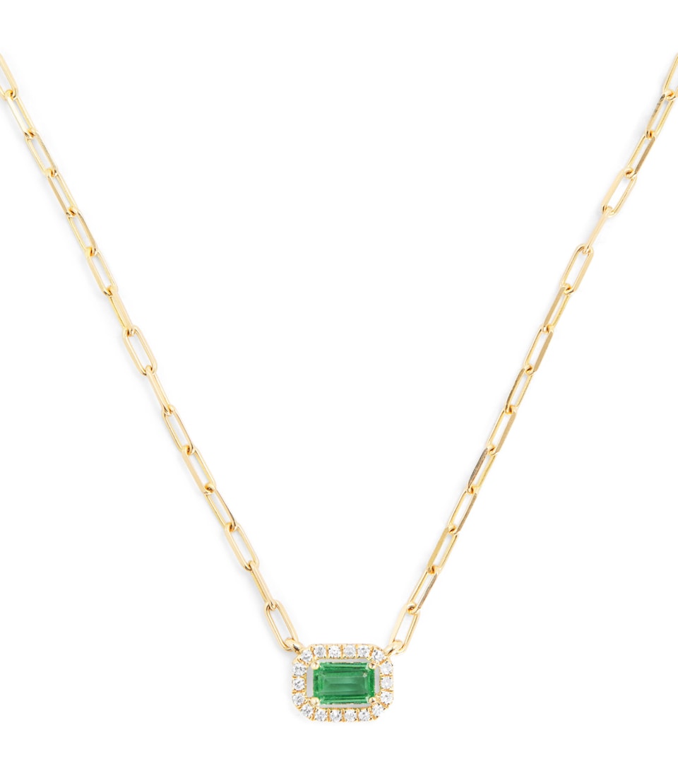Yellow Gold, Diamond and Emerald Mini Me Chain Necklace