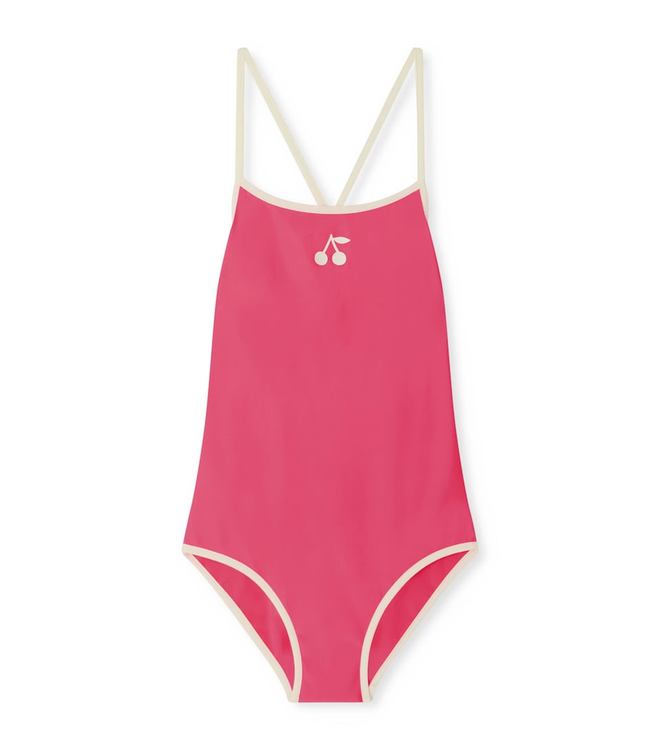 Bonpoint Cherry Logo Swimsuit (10-14 Years) Rose Fluo