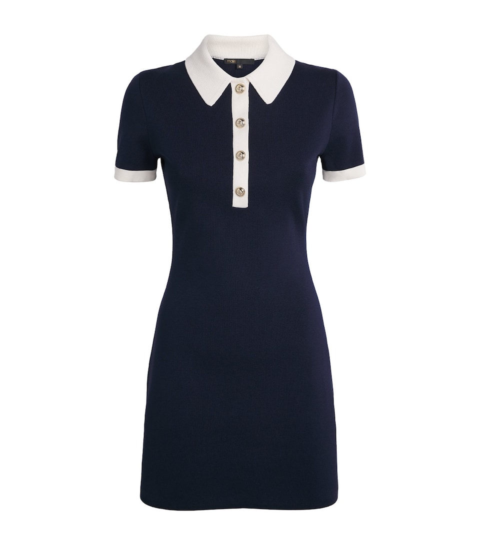 Maje Womens Cotton-Blend Polo Mini Dress Navy