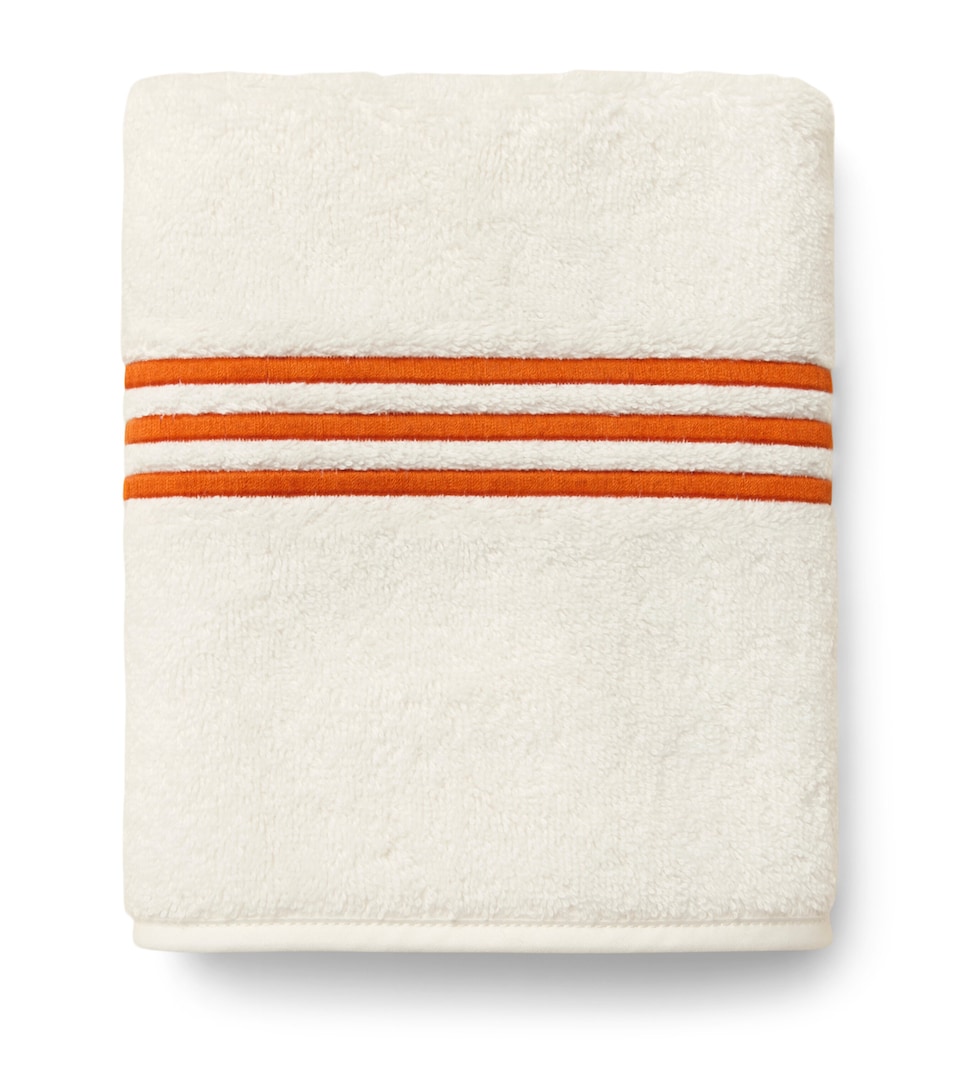Pratesi Tre Righe Face Cloth (13cm x 13cm) Ivory/orange