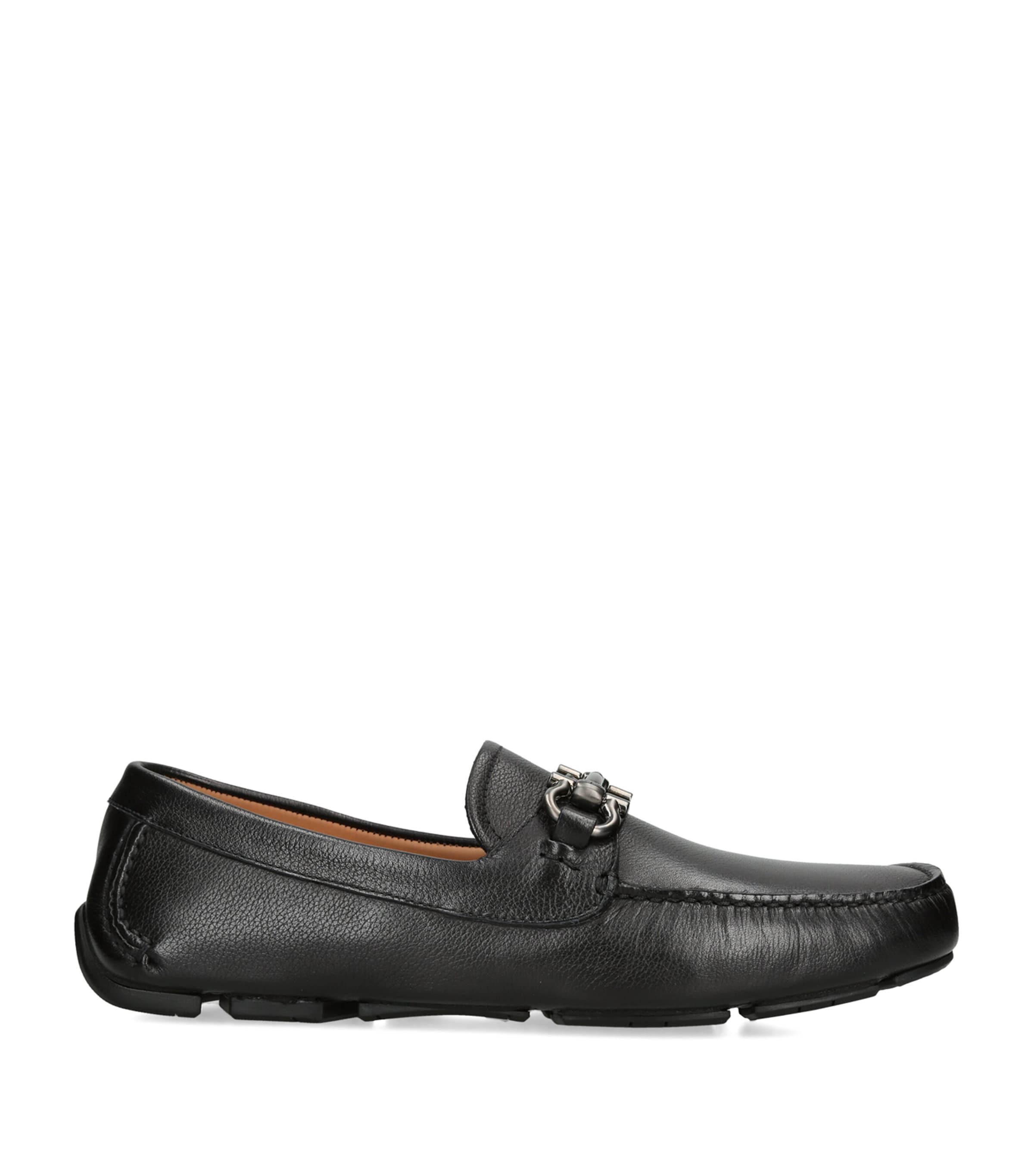 Salvatore Ferragamo Leather Parigi Driving Shoes Black
