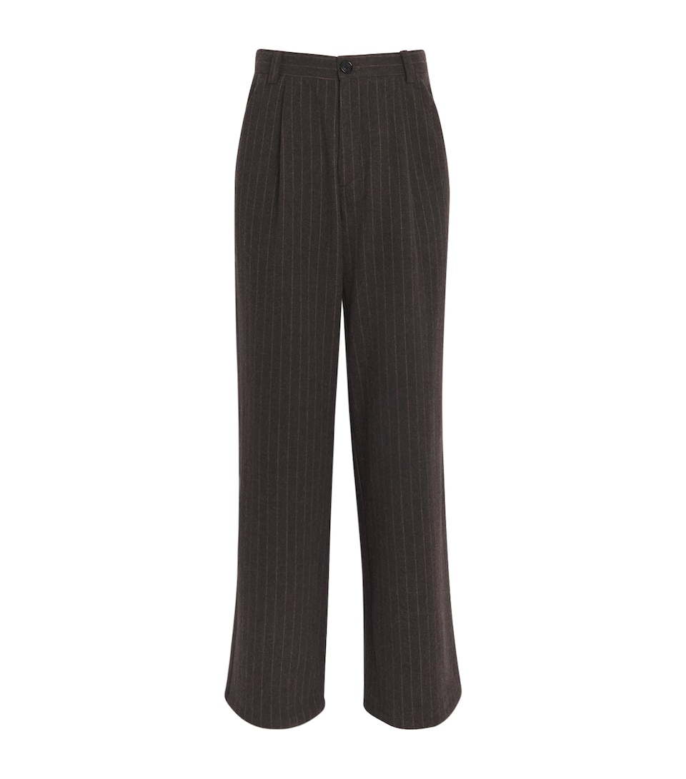 Wool-Blend Pinstripe Wide-Leg Trousers