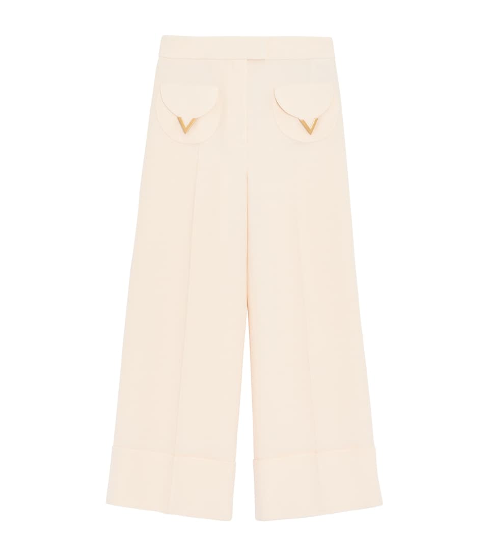 Valentino Womens Wool-Silk Crepe Tailored Trousers