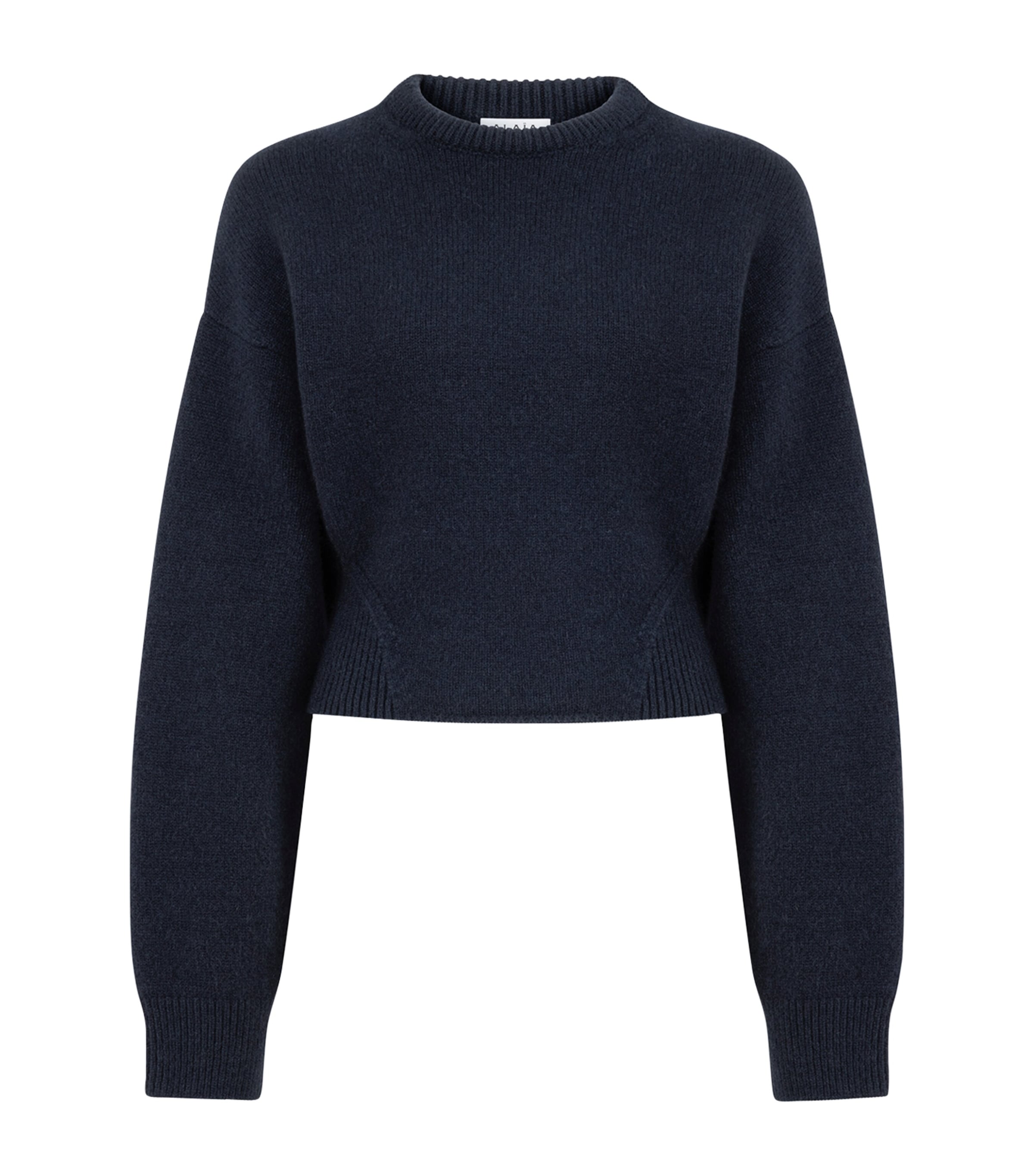 Alaïa Womens Cashmere-Blend Cinched Sweater Midnight